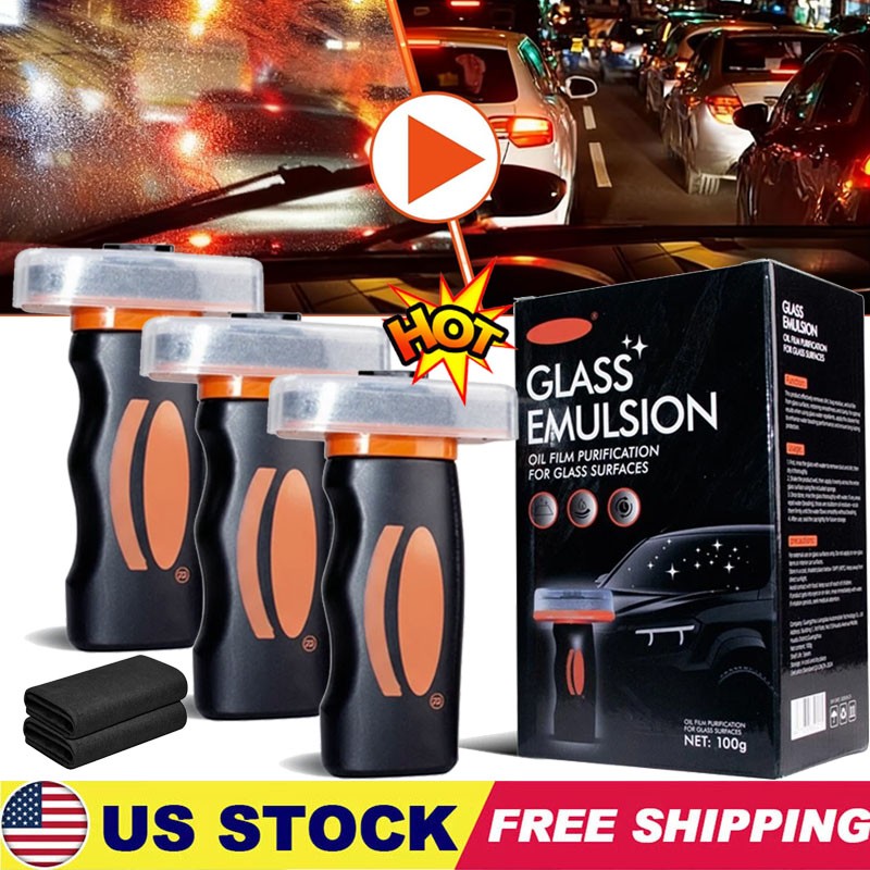 1-5Set Automotive Oil Film Cleaner Car Windshield Oil Film Remover w/ Brush Head
