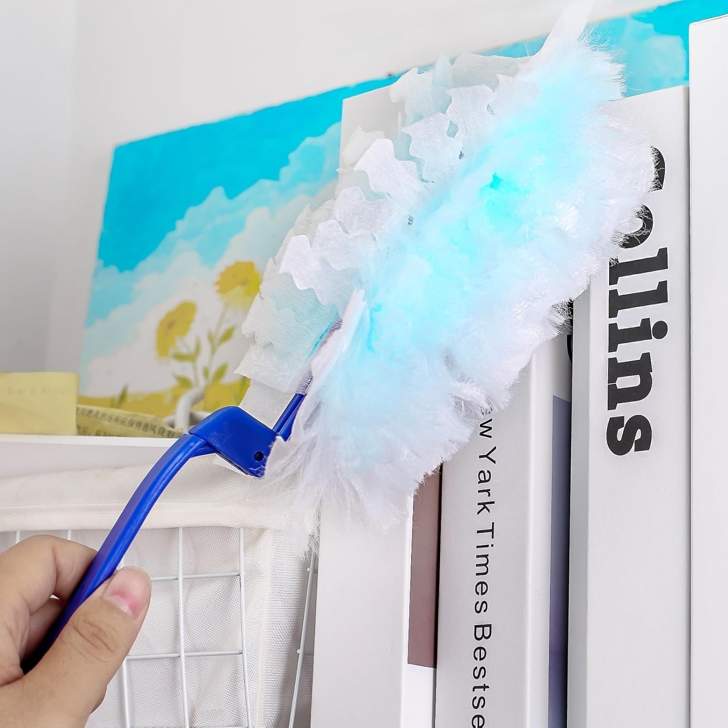 32 Pcs Dust Magnet Fluffy Duster Refill with Handle Telescopic Wand​…