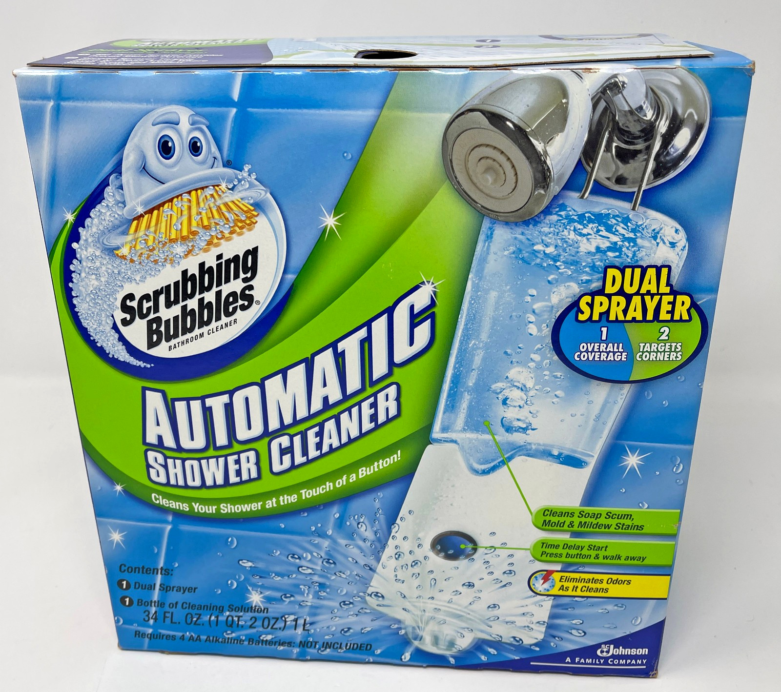Scrubbing Bubbles Automatic Shower Cleaner Kit Dual Sprayer W/34 Fl oz Open Box