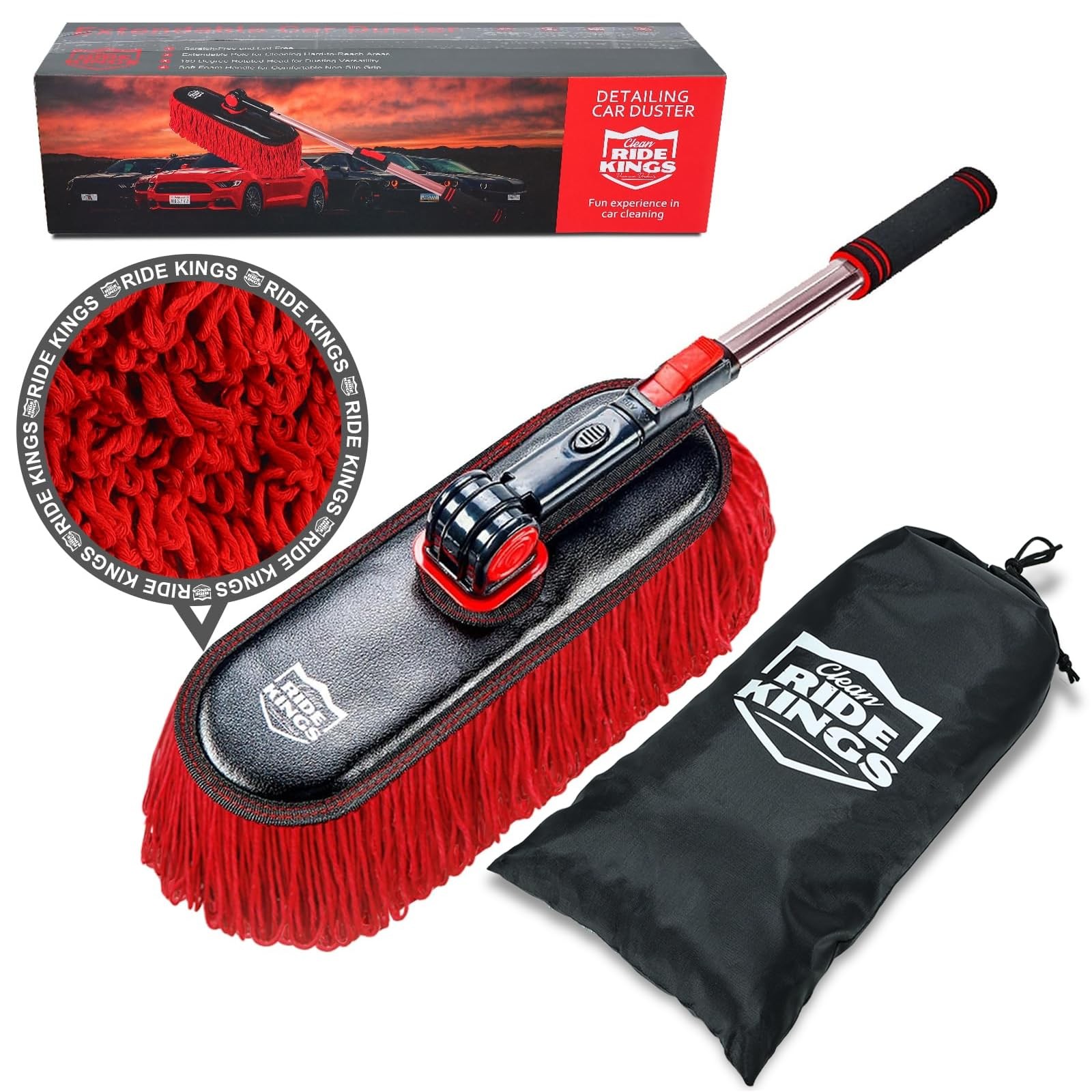 Car Duster Wax Cotton Hair Extendable Handle for Truck SUV RV Motorcycle