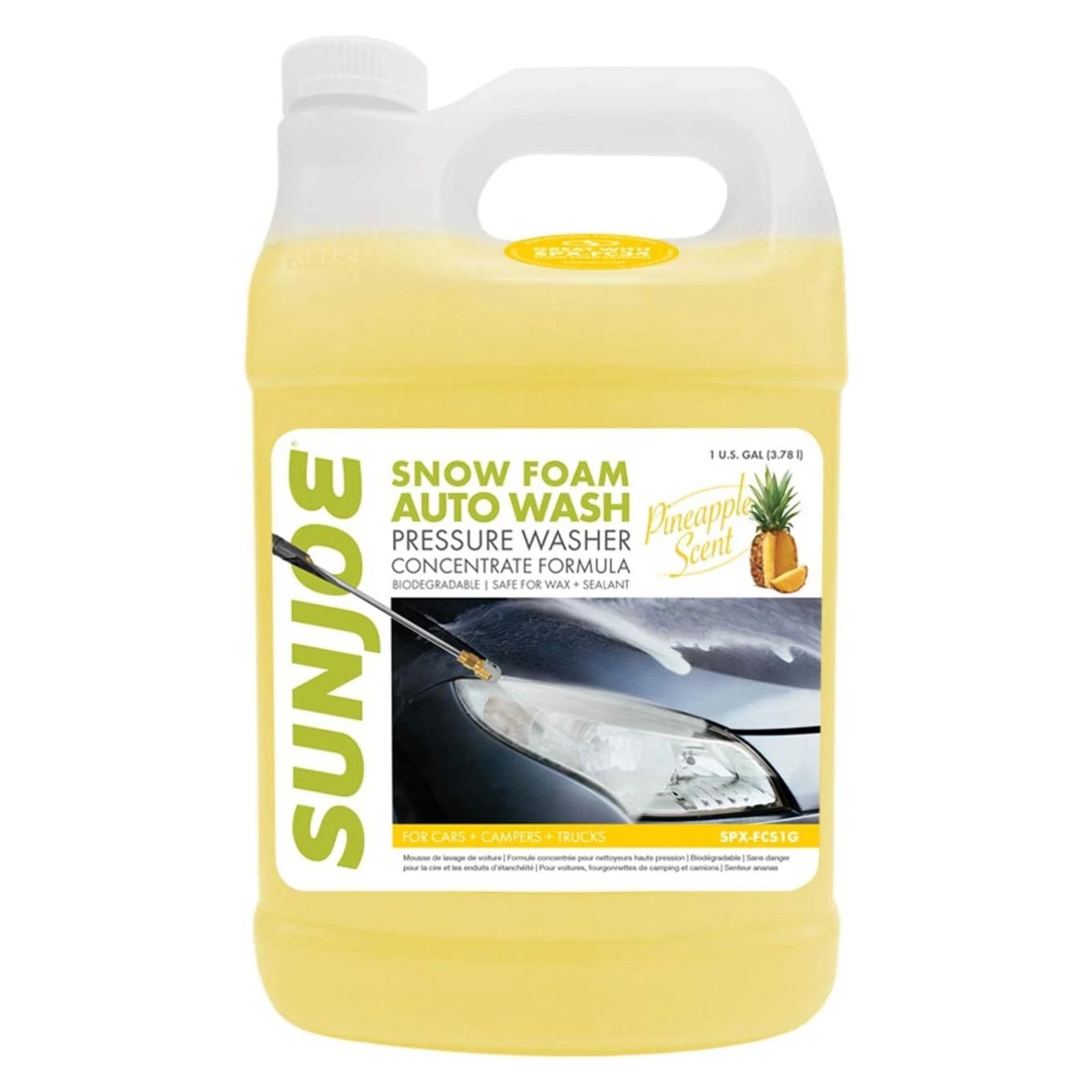 Sun Joe Premium Snow Foam Pineapple Scent Car Wash Soap & Cleaner 1 Gal FCS1G
