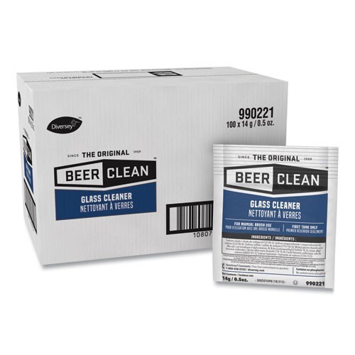 Diversey Beer Clean Glass Cleaner, Powder, 0.5 oz. Packet, 100/Carton