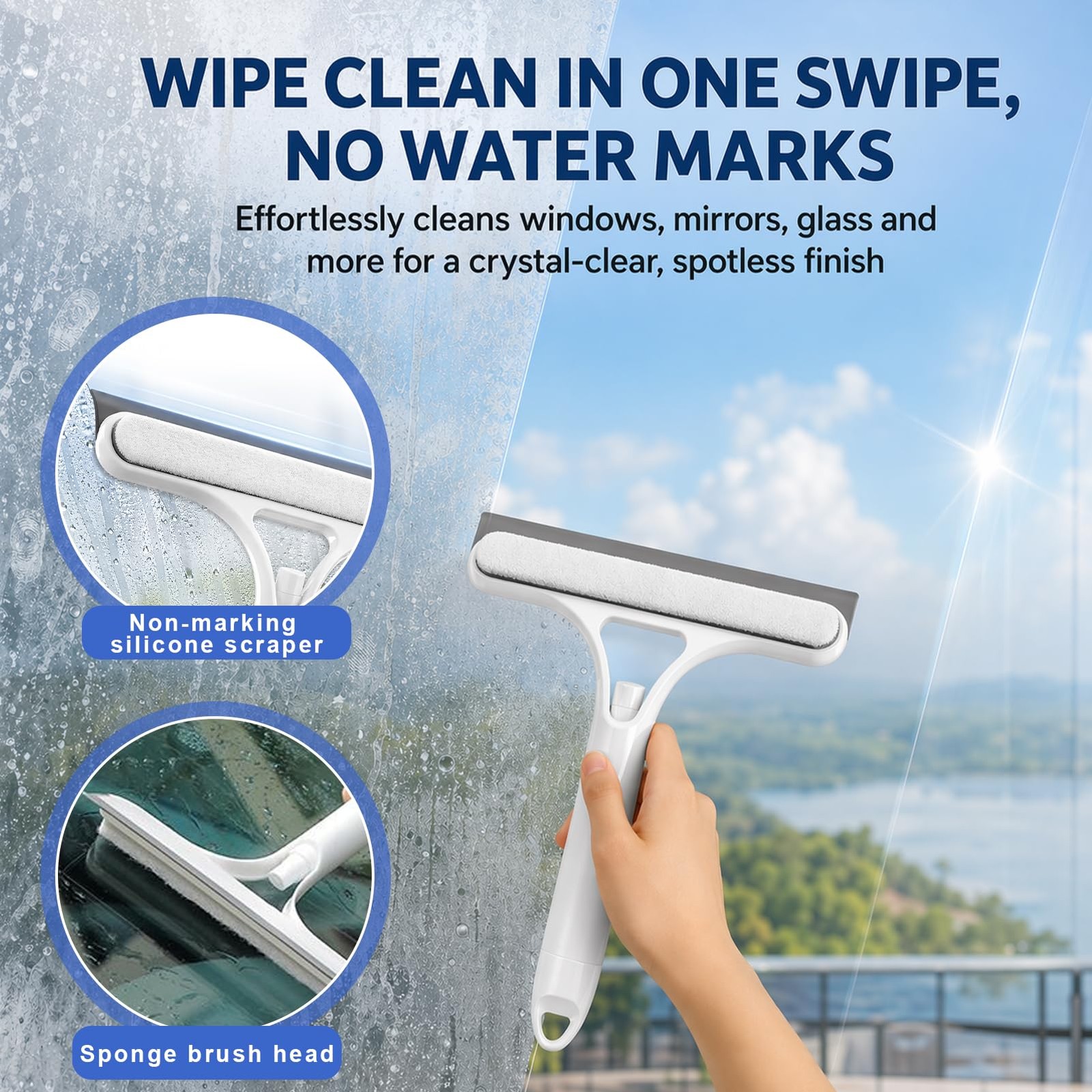 3 in 1 Window Cleaning Scraper,3 in 1 Squeegee for Window Cleaning,Mirror Squ…