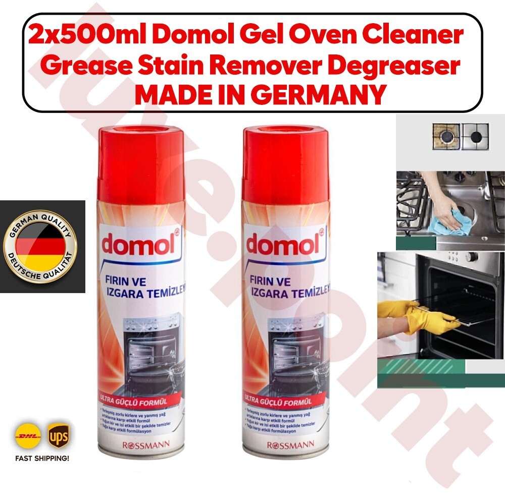 2x500ml Domol Foam Oven Grill Cleaner Grease Stain Remove Degreaser Non Abrasive
