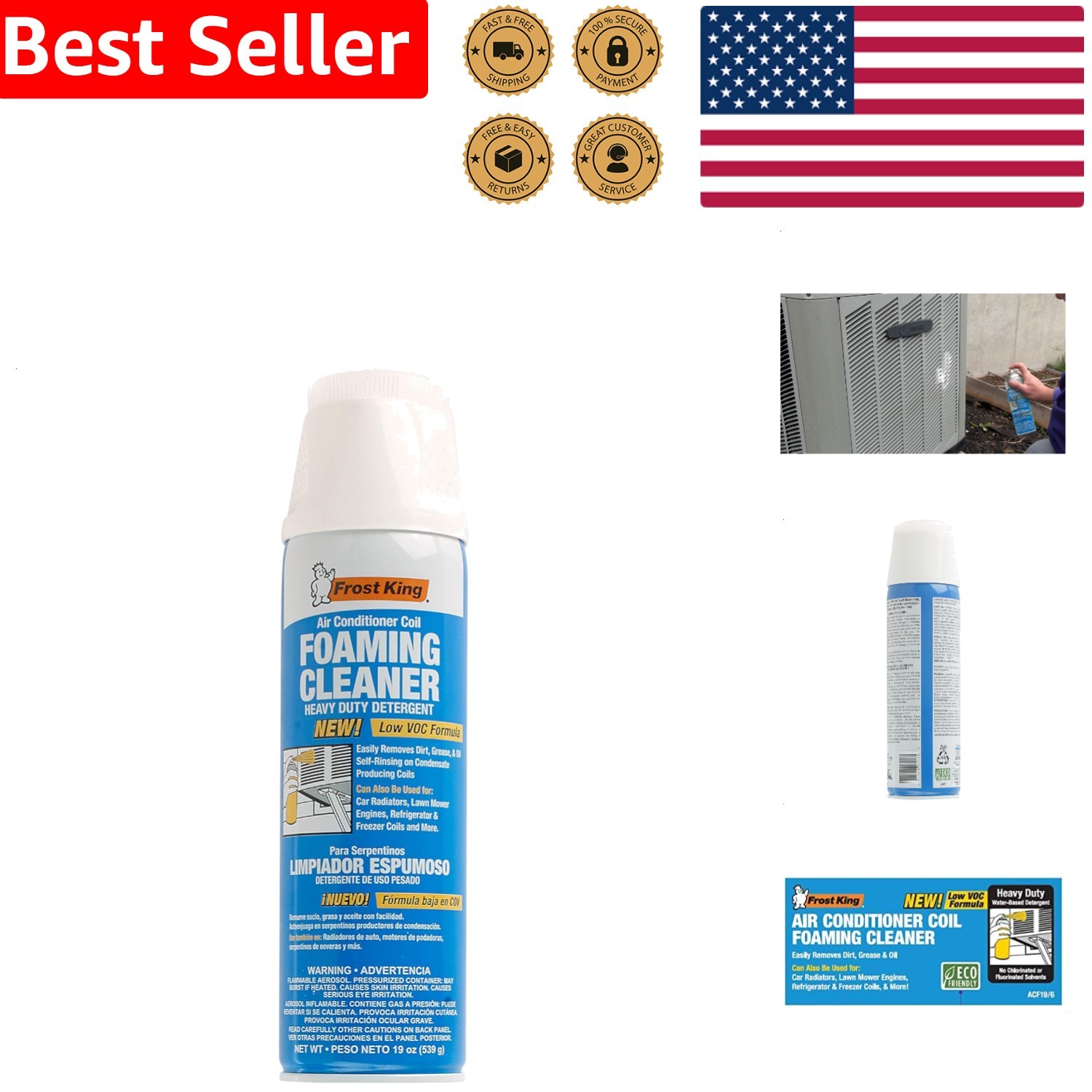 Foam Coil Cleaner Heavy Duty Lemon Scent AC HVAC Evaporator Condenser 19oz Spray