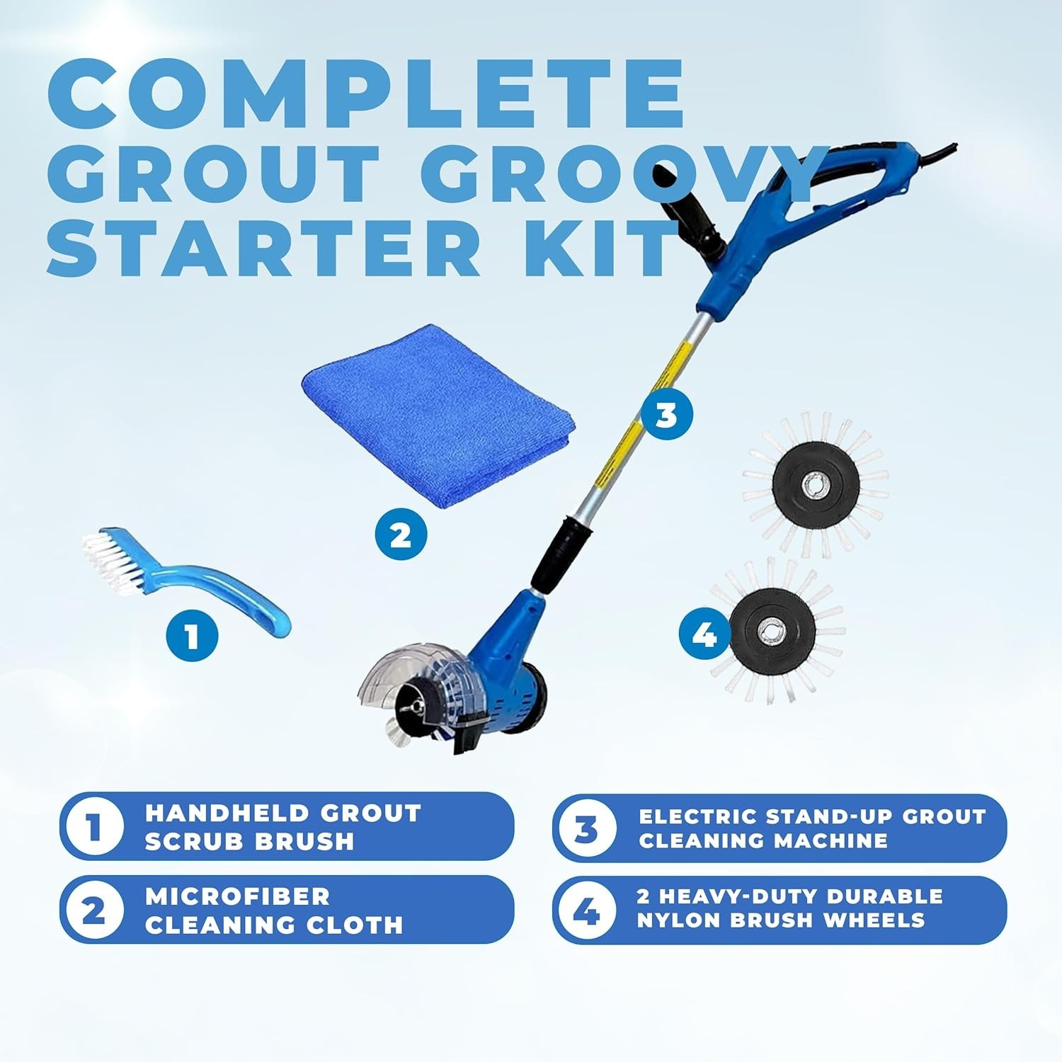 Effortless Electric Stand-Up Grout Cleaner for Deep Cleaning Tile & Grout