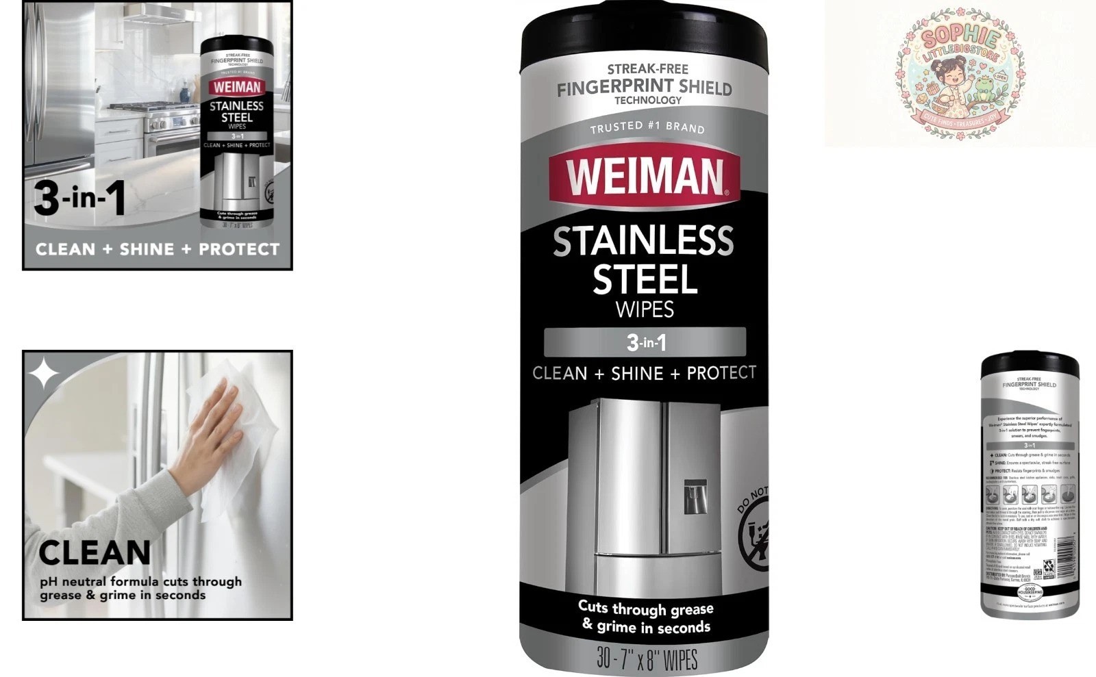 Weiman Stainless Steel Cleaner Wipes – 30 Count for Effortless Polishing & Shine