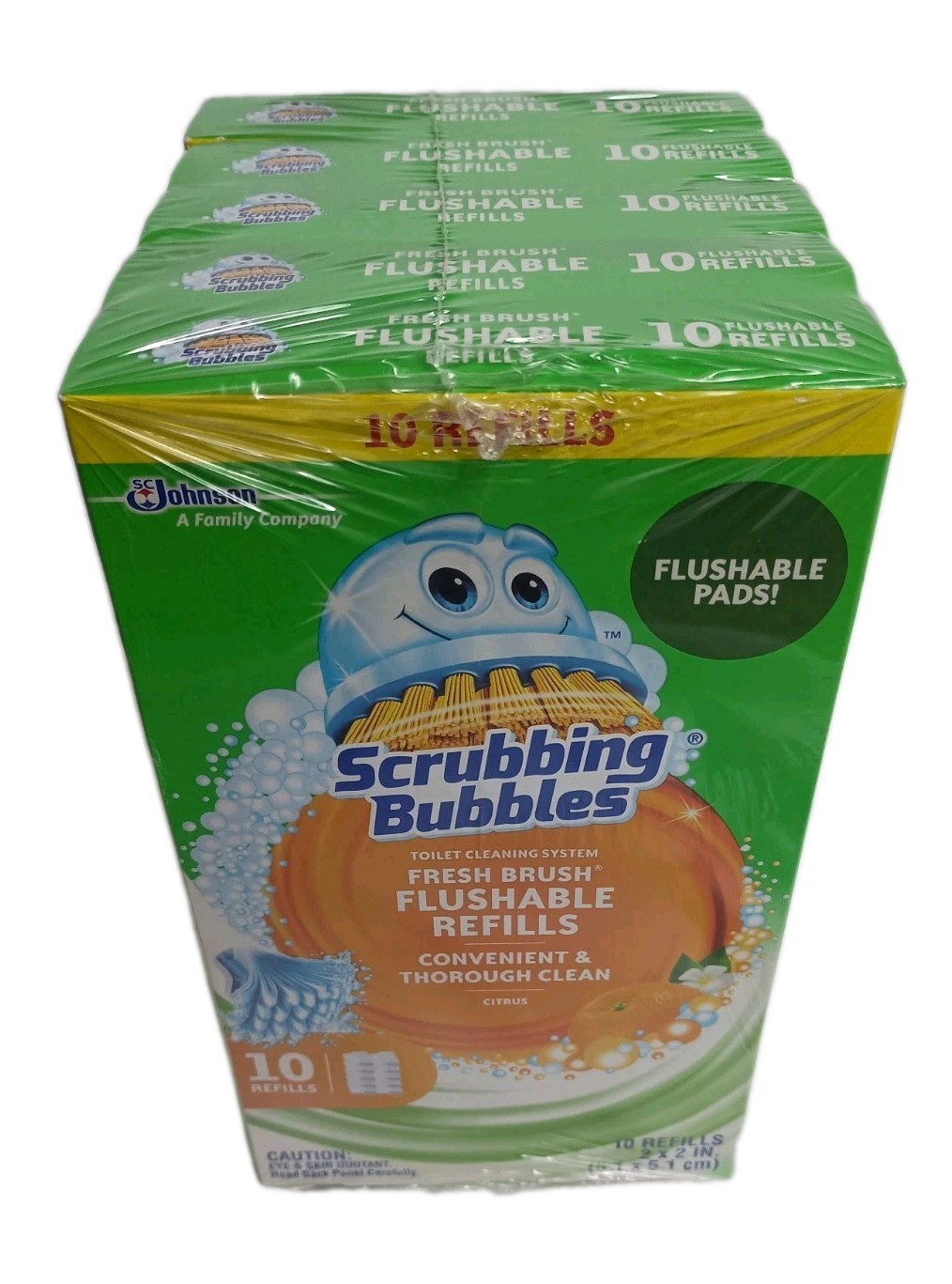5 Packs Scrubbing Bubbles Fresh Brush Flushable Refills Citrus 10 Count Each