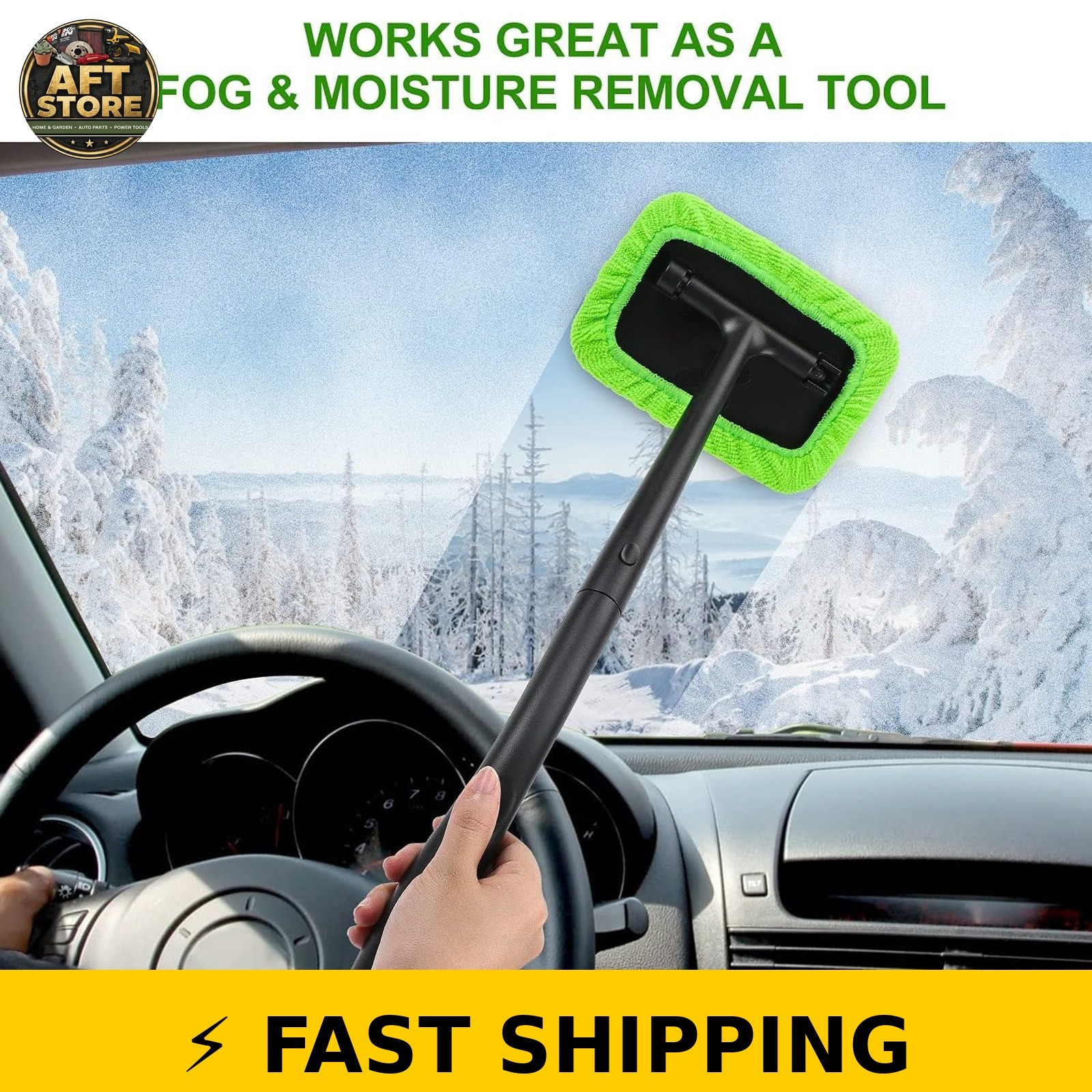 Xindell Windshield Cleaner Tool with 22″ Handle & Microfiber Pads