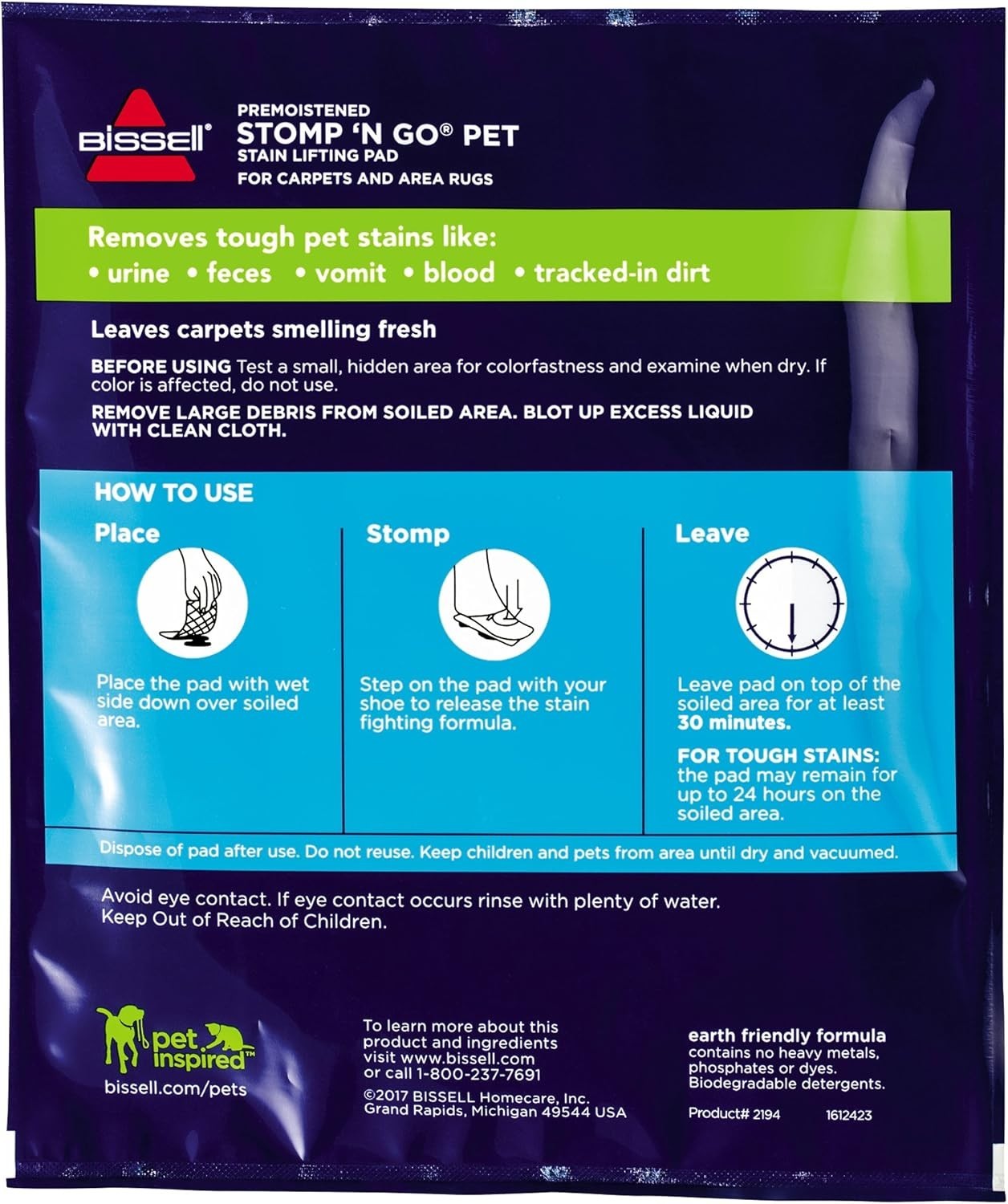 Bissell Stomp ‘N Go Pet Lifting Pads + Oxy Stain Carpet Rug Cleaning, 20 Pack