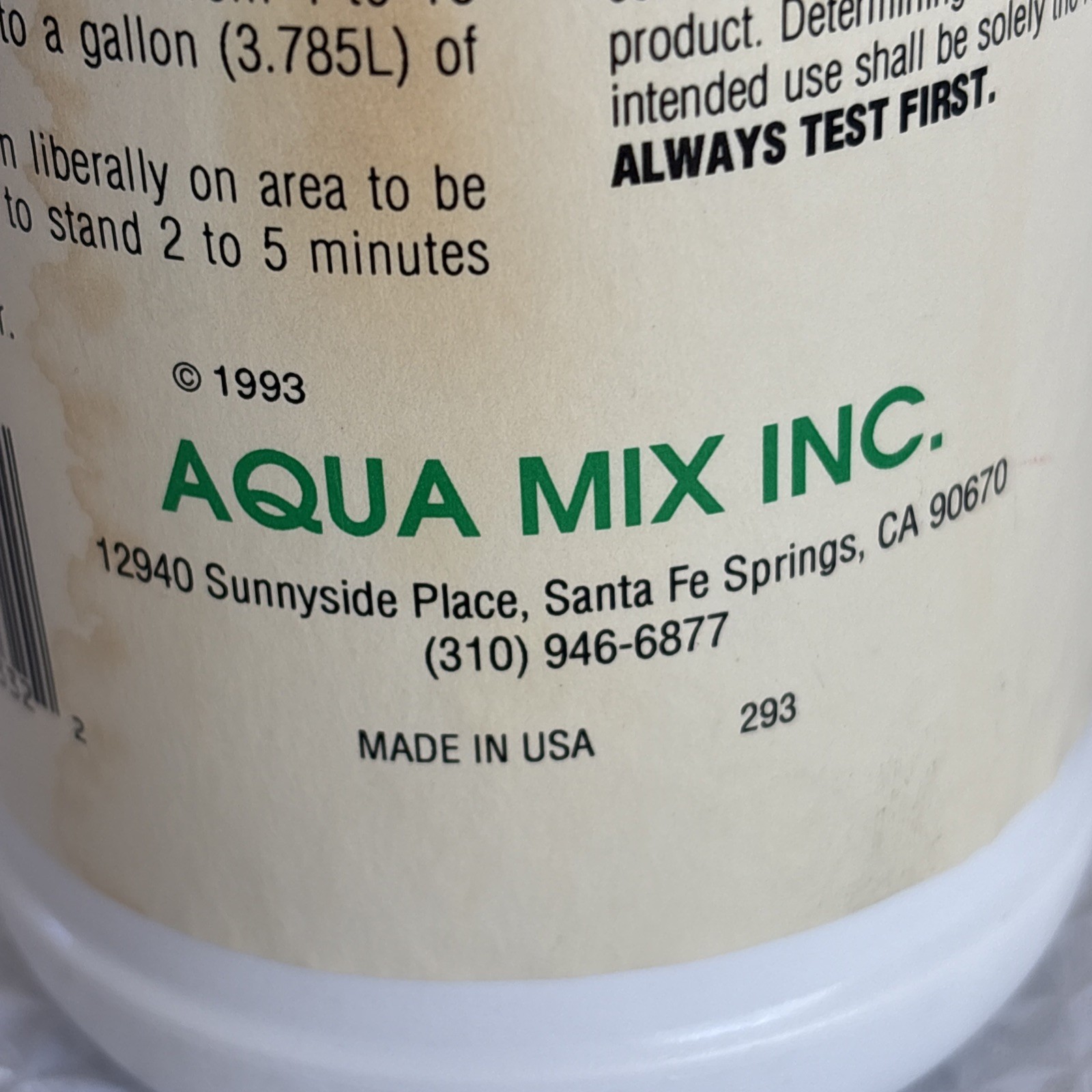 1993 Aqua Mix Miracle Cleaner Neutral pH Multipurpose Concentrated Spearmint 1qt