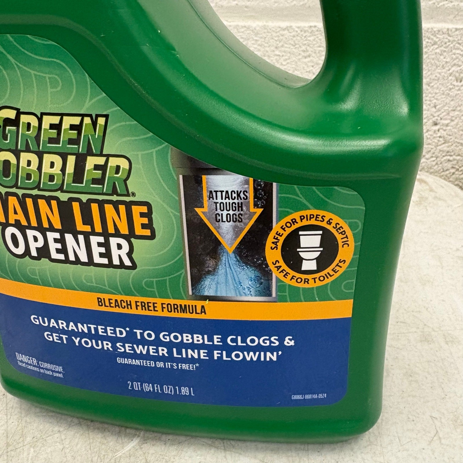 Green Gobbler Main Line & Sewer Clog Remover Drain Cleaner Hair Clog 64 oz