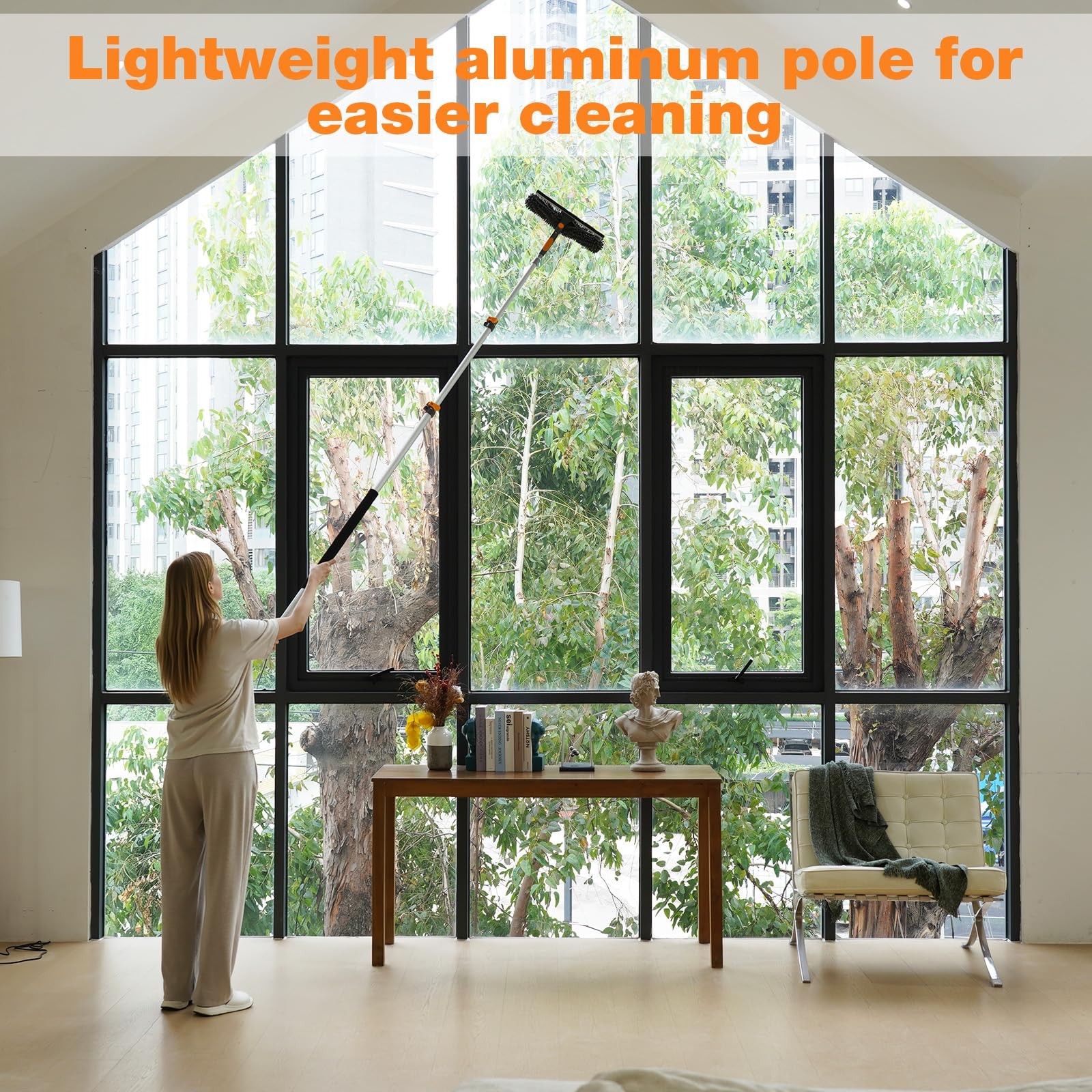 26Ft Window Squeegee with 5-19 FT Extension Poles, 2-in-1 Window Cleaning Kit…