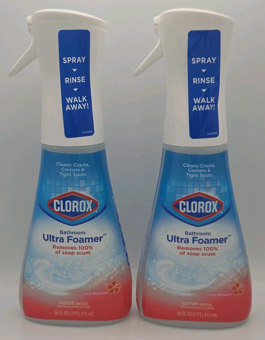 2 16oz Clorox Bathroom Ultra Foamer, Cleaner Spray Bottle Island Blossom Scent