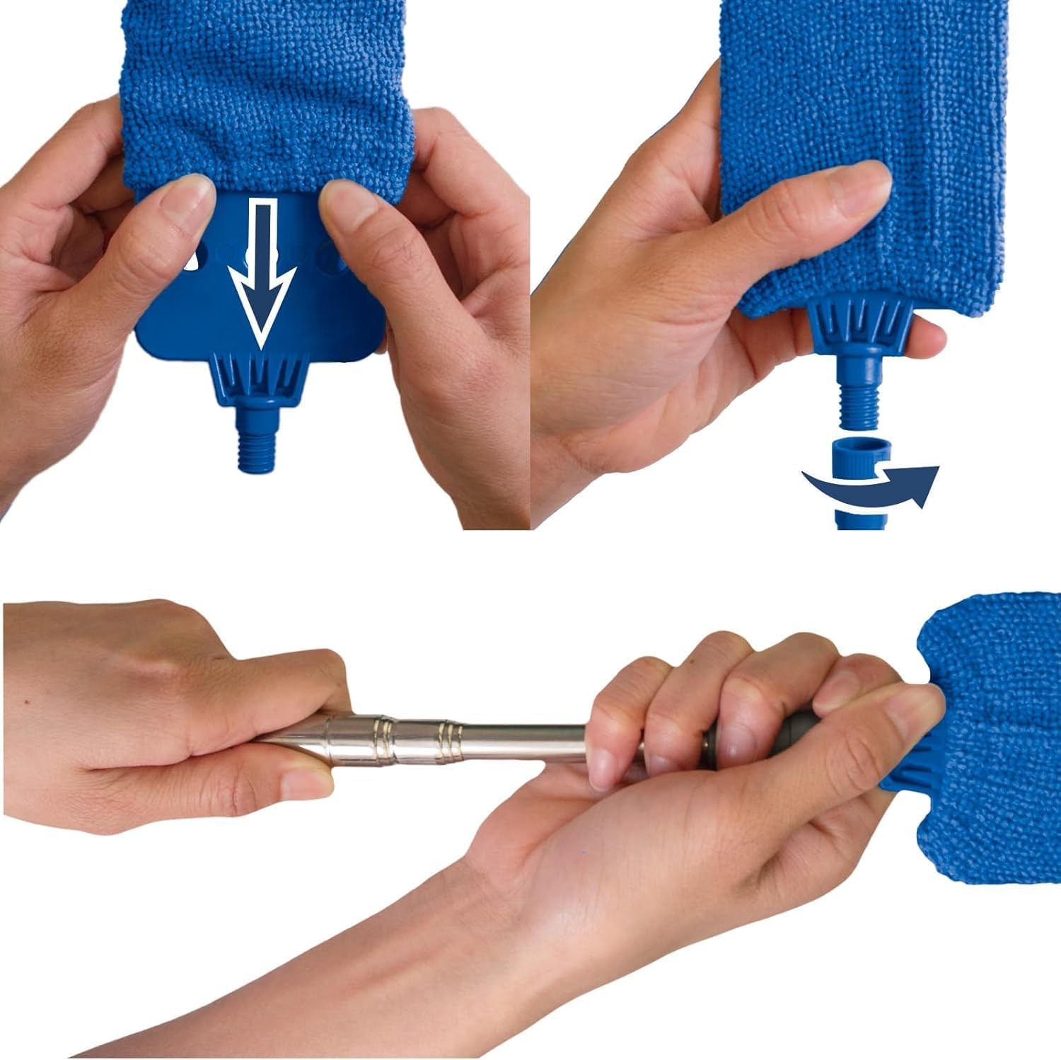 Retractable Gap Dust Cleaner with Extension Pole, Cleaning Tools with 3 Microfib