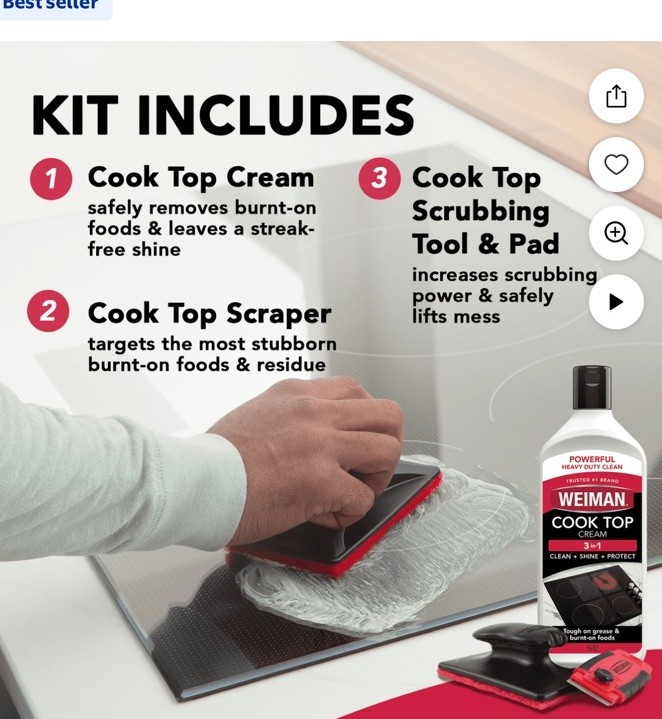 Weiman 10 oz. Cooktop Cleaner Kit with Scrubbing Pad and Razor Scraper