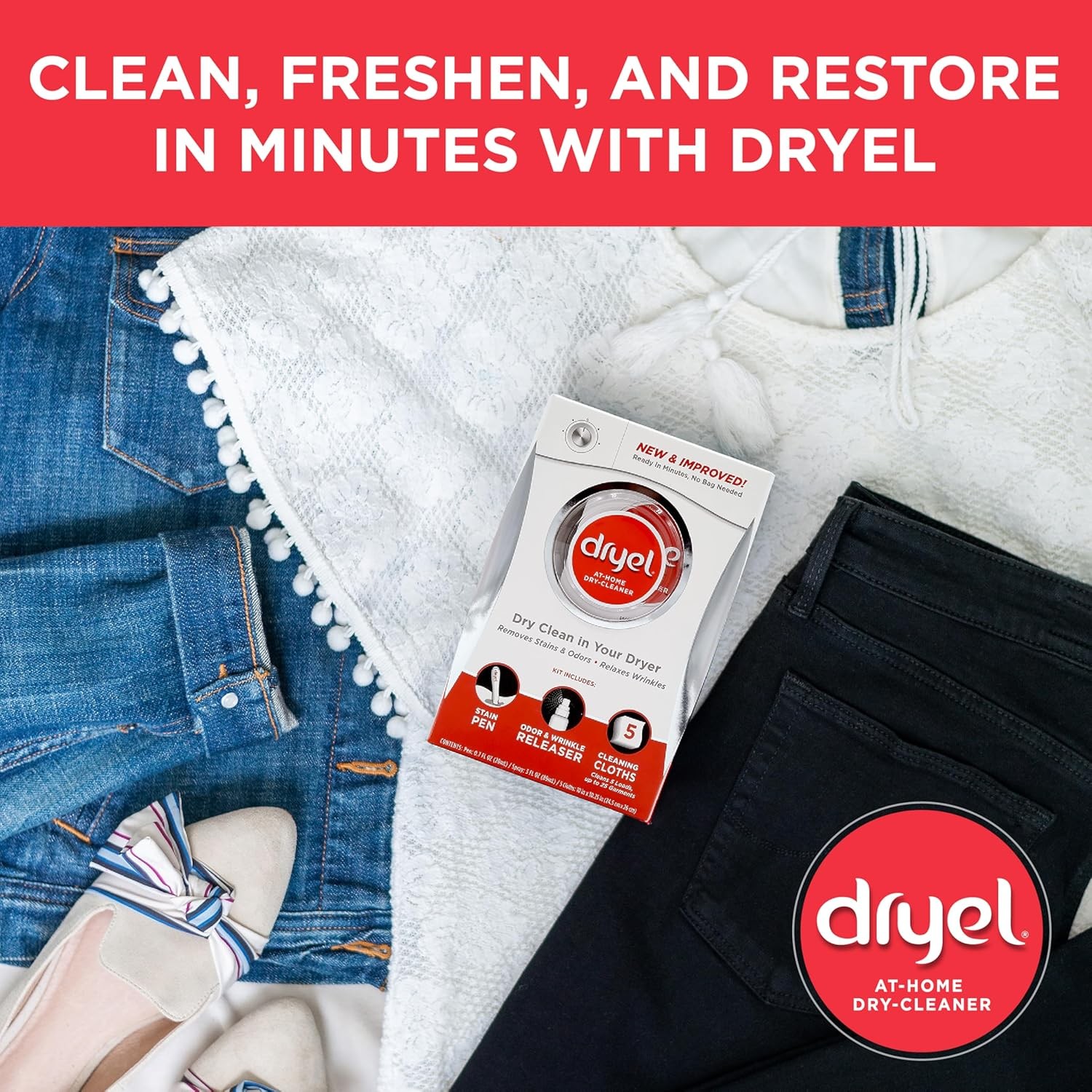Dryel At-Home Dry Cleaner Refill, 12 Loads with On-The-Go Stain Remover