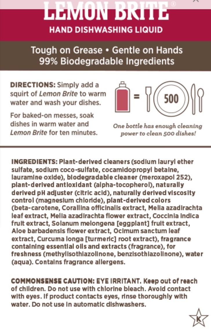 Ecosense Lemon Brite Tropical Dishwashing Liquid Biodegradable 16 fl oz