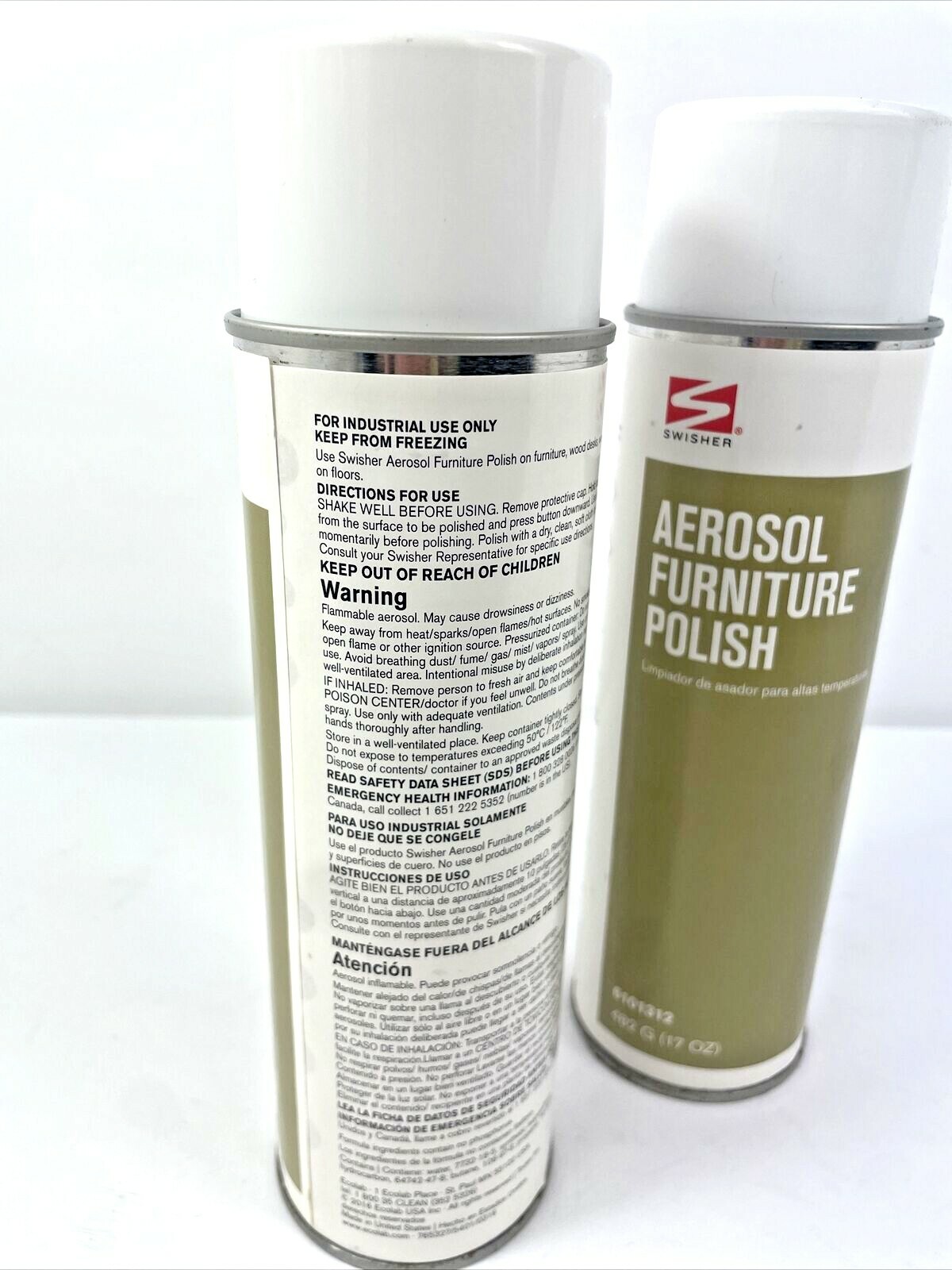 Swisher Furniture Polish 17oz Aerosol Lot Of 2 For Industrial Use