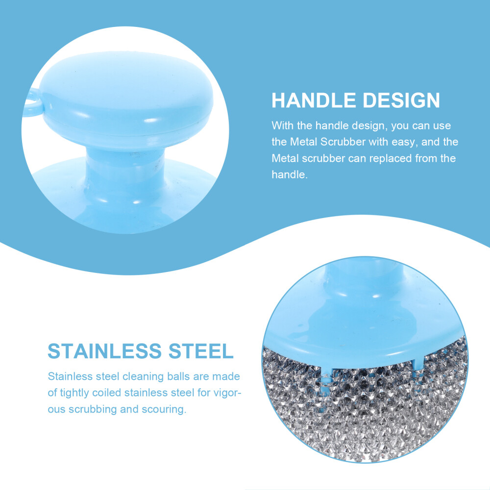5 Sets Pot Metal Scrubber Pot Cleaning Brushes Pan Scrubber with Handle