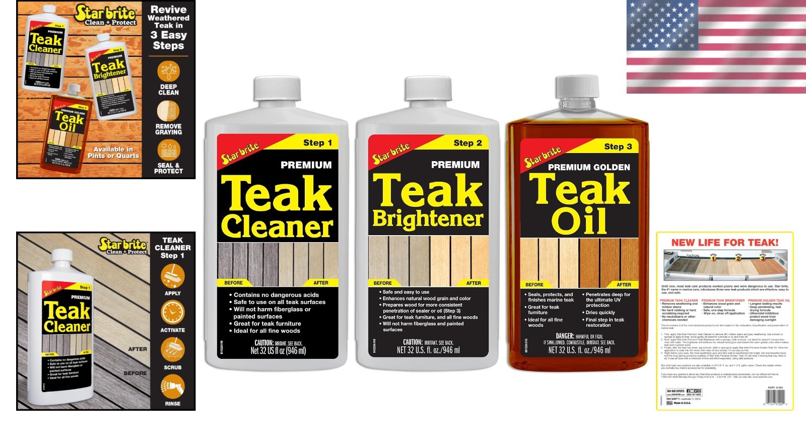 Ultimate Teak Restoration Set – Cleaner, Brightener & Oil