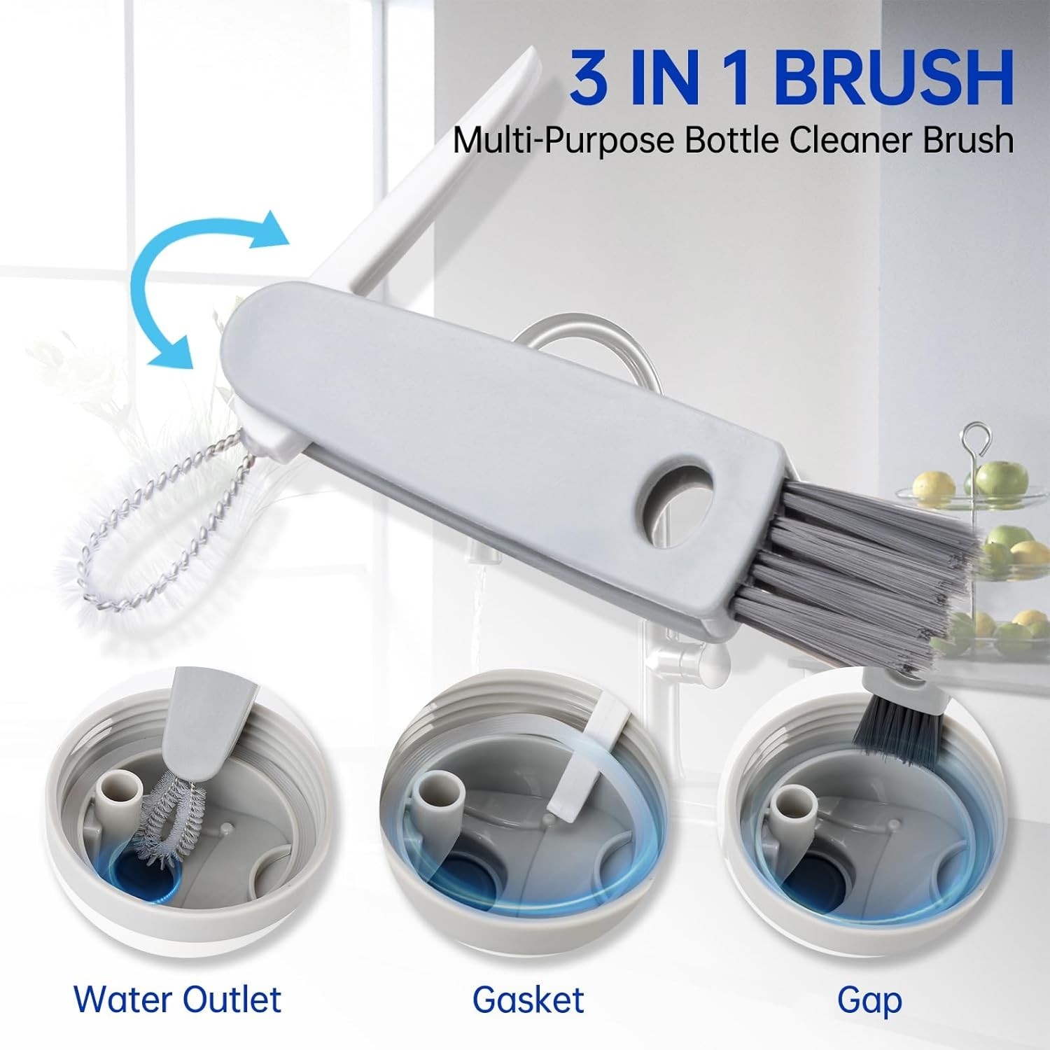 3 Pack Water Bottle Cleaner Brush Set – for Owala Cleaning Kit, Long Handle S…