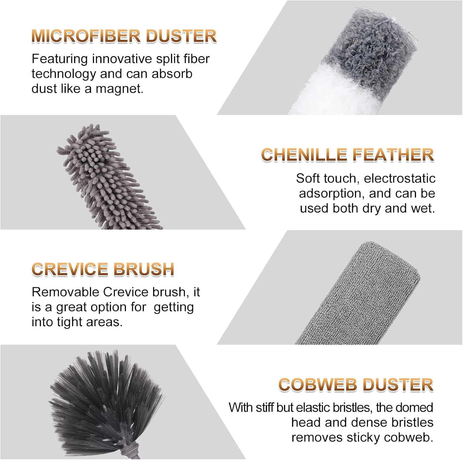Microfiber Duster for Cleaning Fan, High Ceiling, Blinds, Furniture, Cars , 9PCS