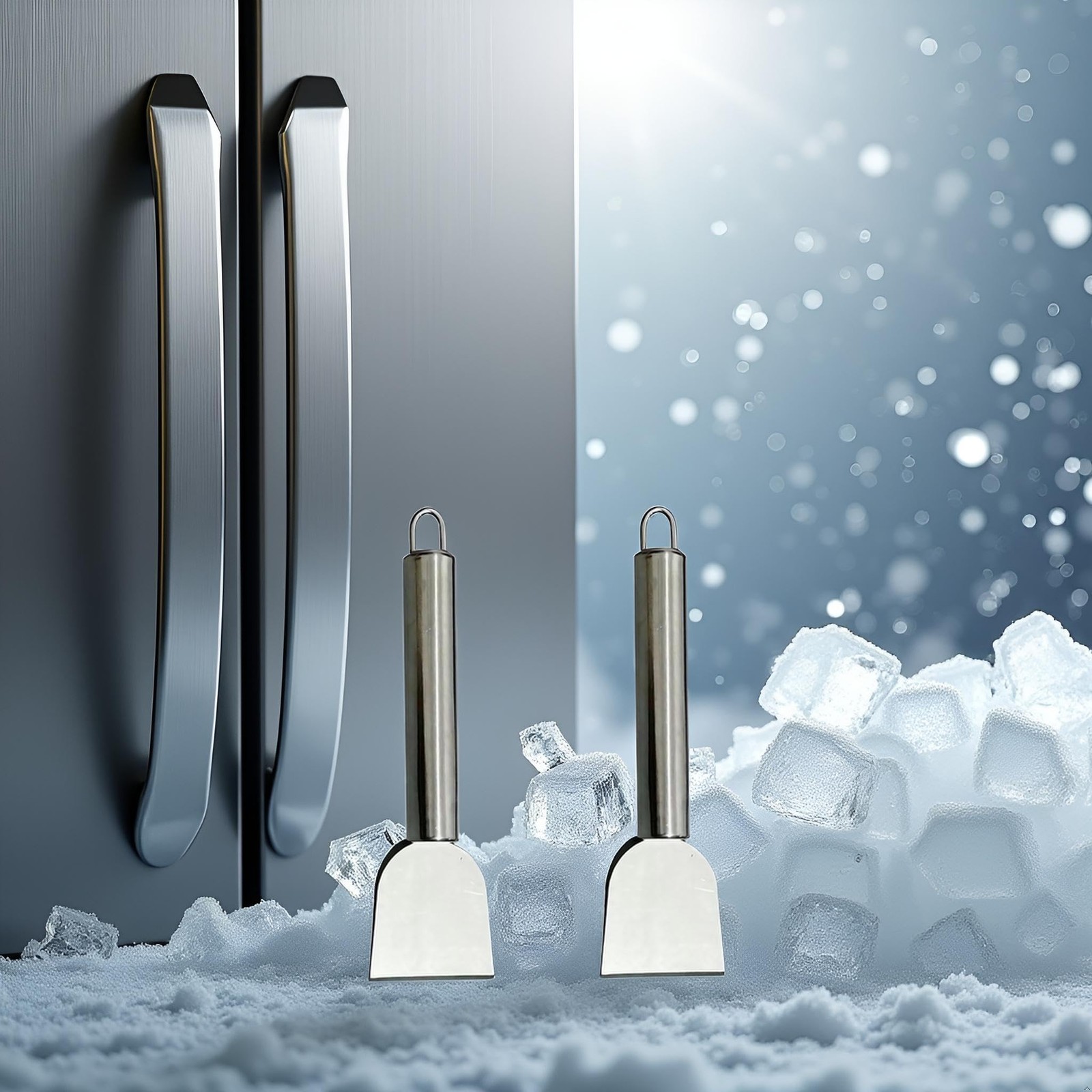 Stainless Steel Kitchen Ice Scraper, 2 Pack Multipurpose Freezer Defrosting S…