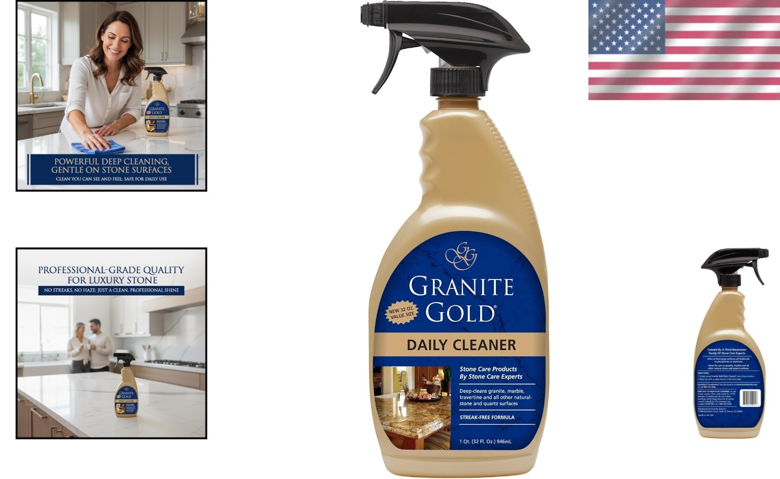 32 Oz Daily Cleaner for Granite, Marble & Quartz – Safe, Streak-Free Formula