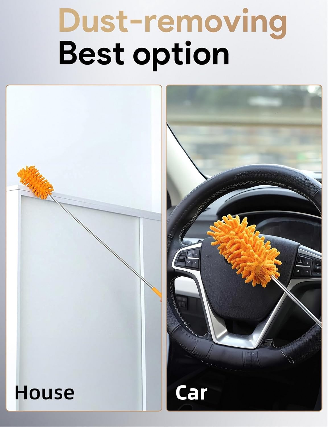 Tukuos Microfiber Duster Extendable 2 Replaceable Heads Cleaning Tool