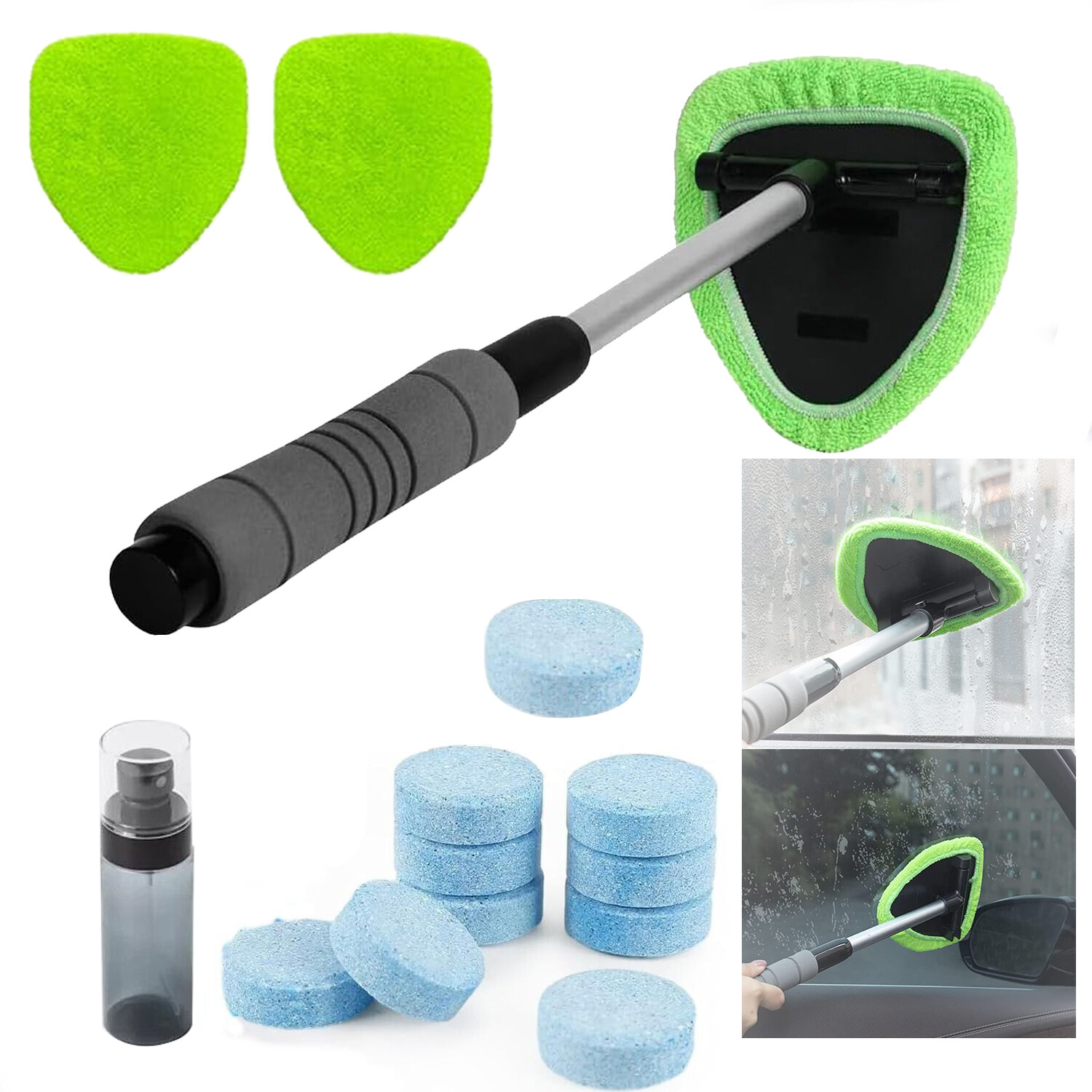 15x Windshield Cleaner Wand – Microfiber Anti-Fog Tool for Car Windows