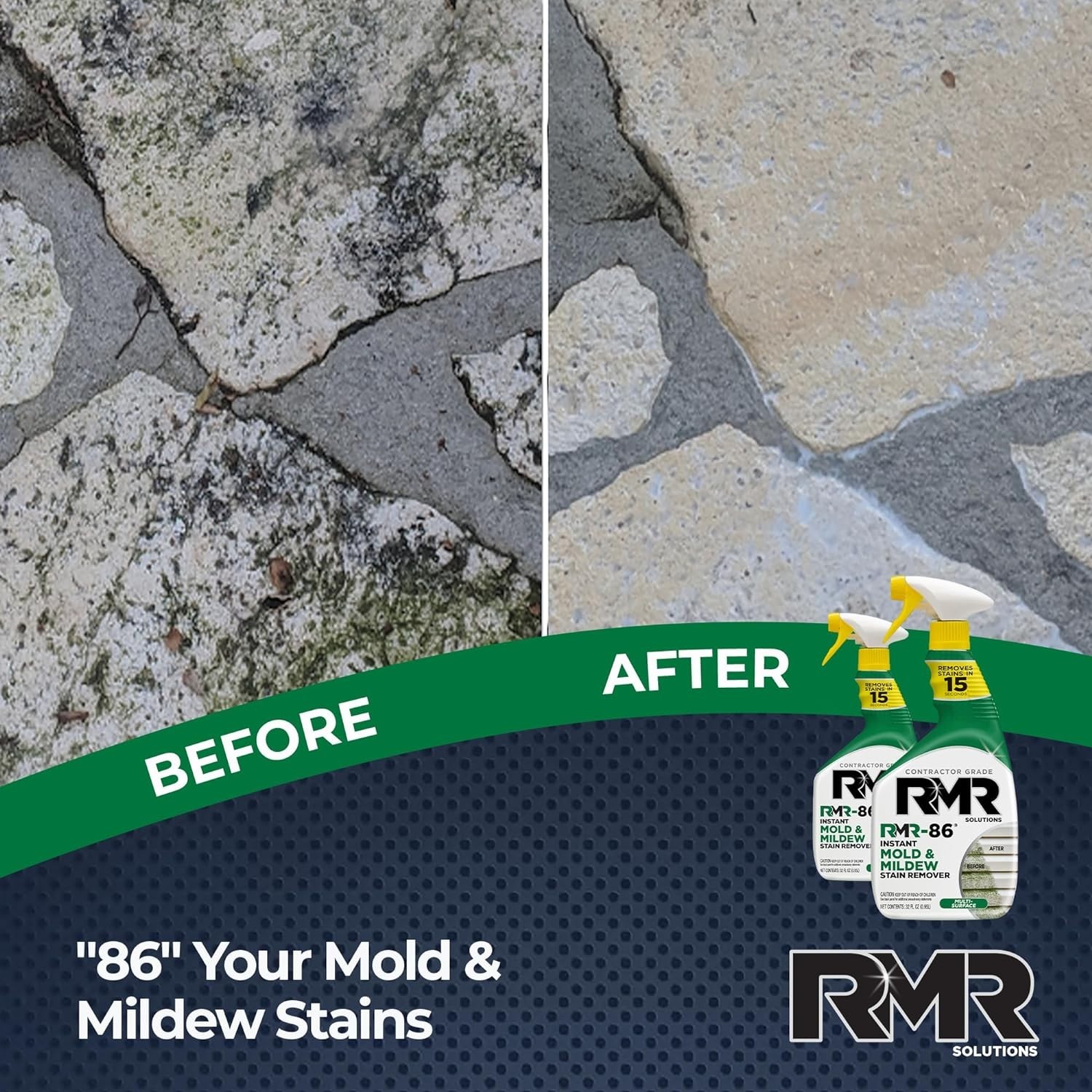 Scrub-Free Mold Stain Remover for Concrete, Wood, and Vinyl Surfaces, 2 Count