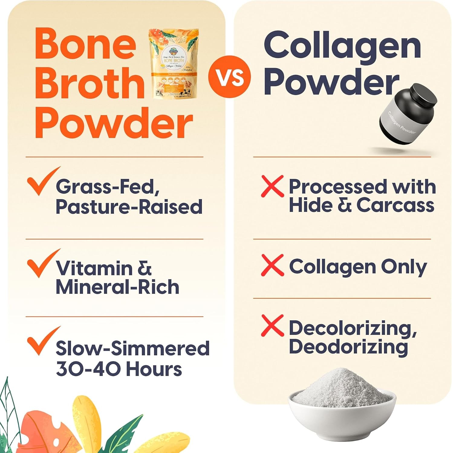 Paradise Naturals 100% Grass-Fed Natural Beef Bone Broth Powder + Active Probi
