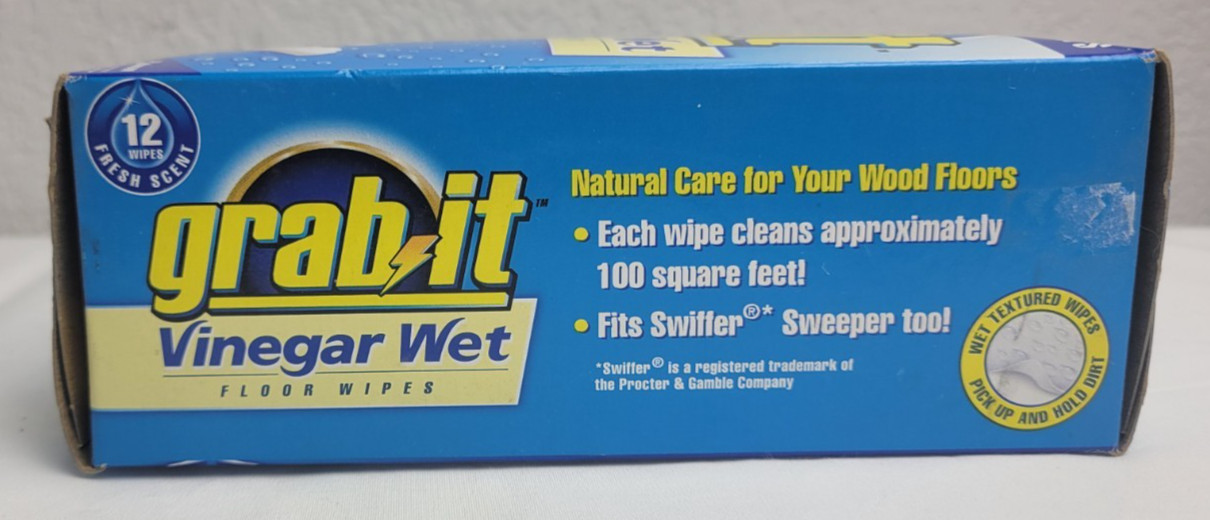 Pledge Grab It Vinegar Wet Floor Wipes Box of 12 Natural Care for Wood Sealed