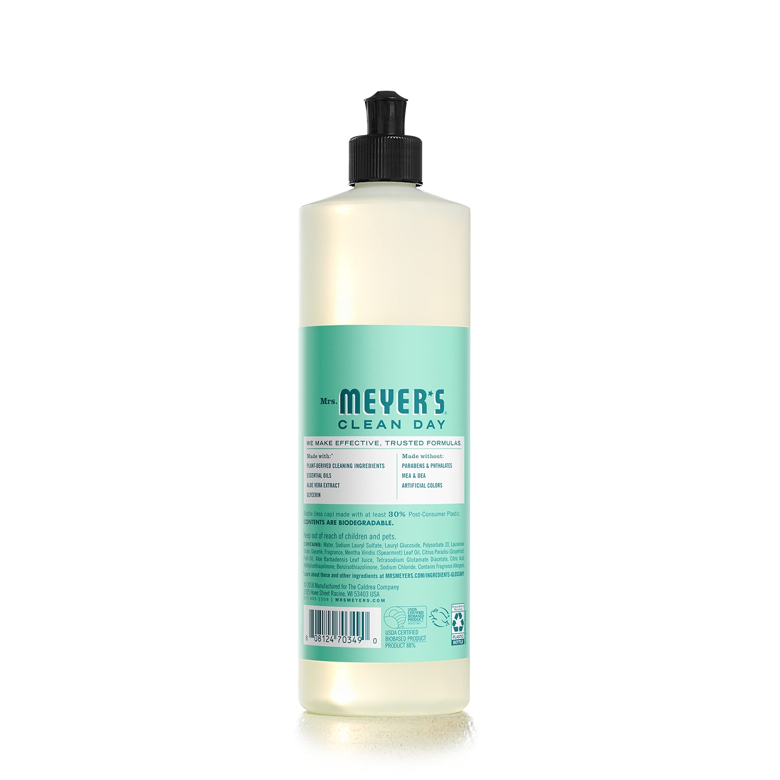 Mrs Meyer’s Clean Day Mint Dish Soap 16 Fl Oz Pack of 3 Plant Based Grease Cu…