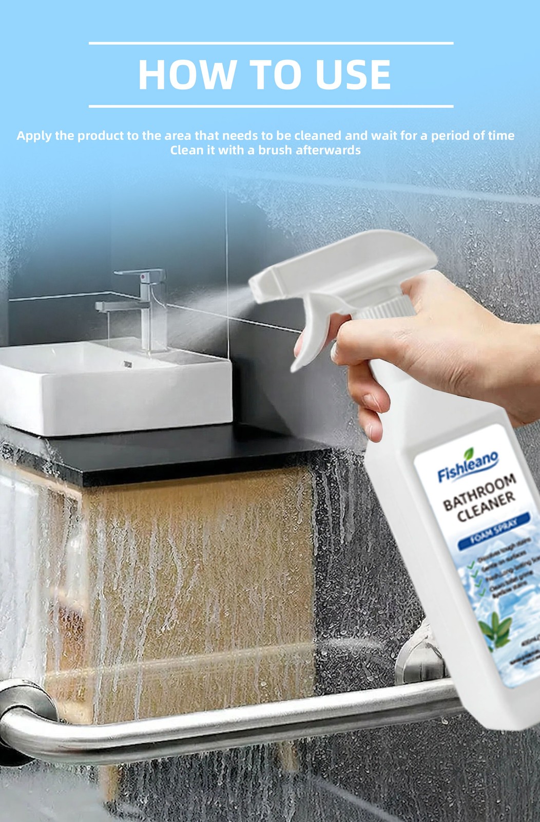 Bathroom Cleaner Foam Spray 500ml,Scale Remover Bathroom Cleaner For Tiles,Glass