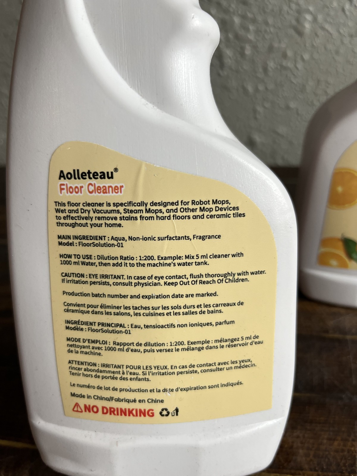 2 Pack Aolleteau Multi-Surface Floor Cleaner Orange Scent 500ml 16.9 fl oz