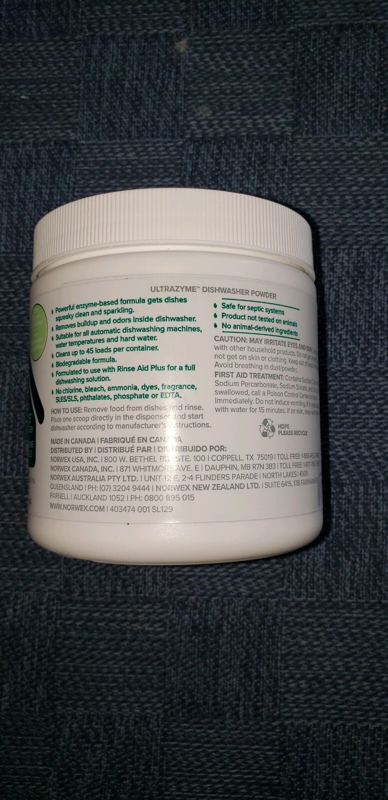 Norwex Ultrazyme Dishwasher Powder – 15.87 oz – New! , Norwex, ultrazyme