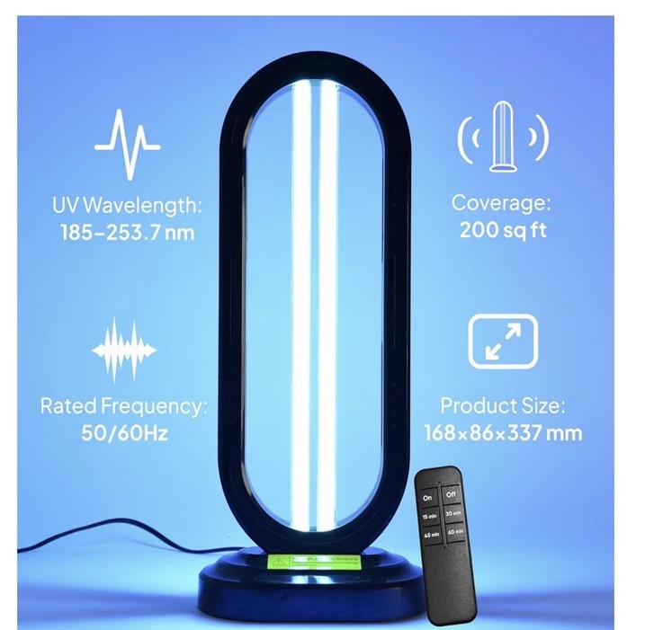 Swissker HaloUV by Swissklip Home Disinfection Device With Remote And Extra Bulb