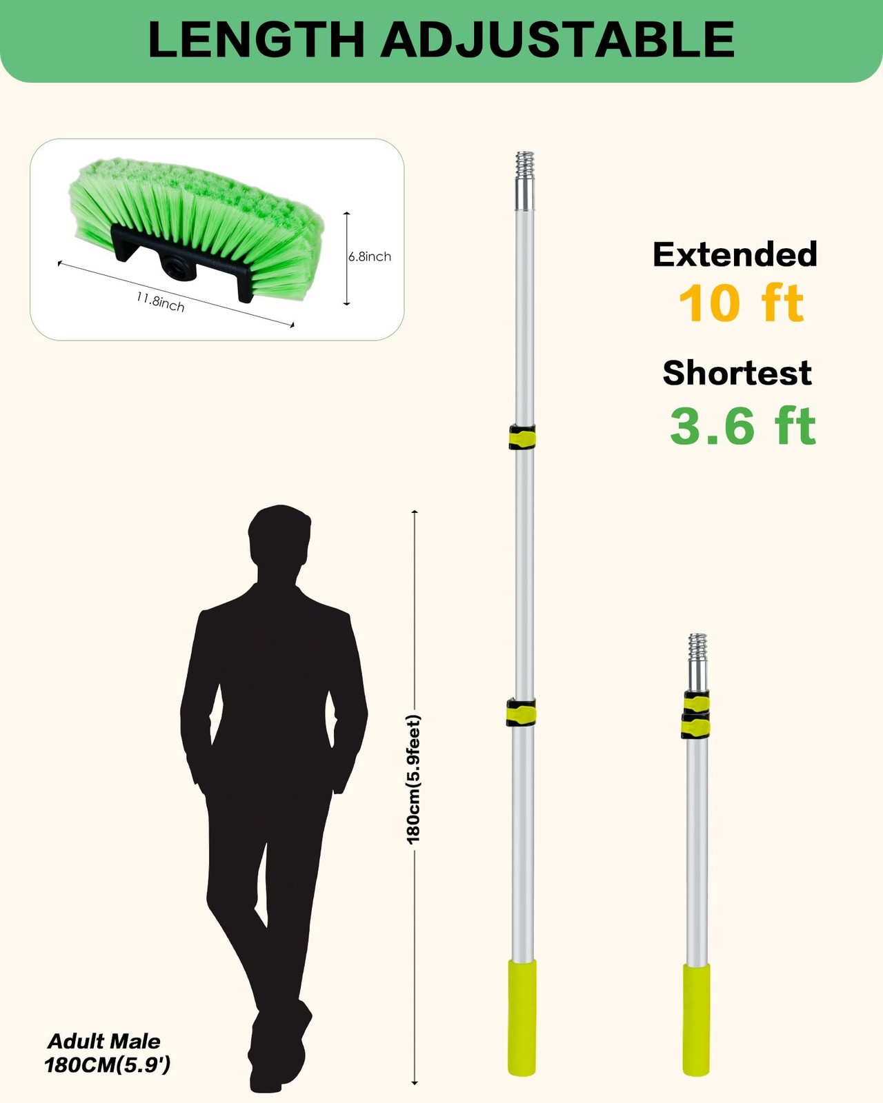 3-10ft Car Wash Brush with Long Handle, Car Cleaning Kit with Aluminium Teles…