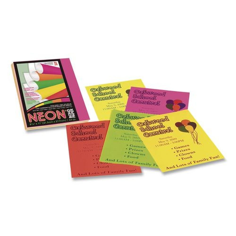 Pacon 104331 Array Colored Bond Paper – Assorted Neon Colors (100/Pack) New