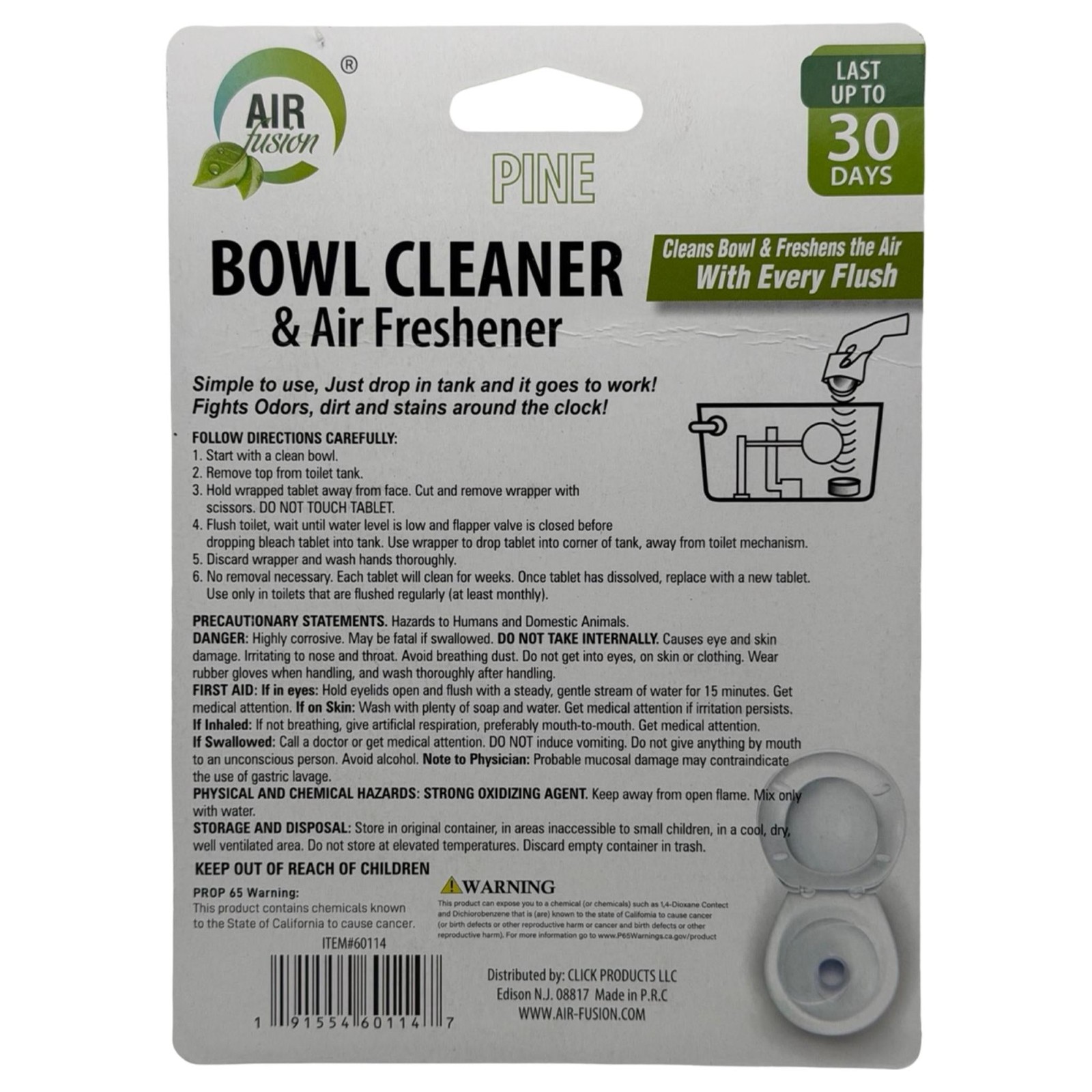 8 Count Pine (Green) Toilet Bowl Cleaner & Air Freshener – Lasts 30 Days