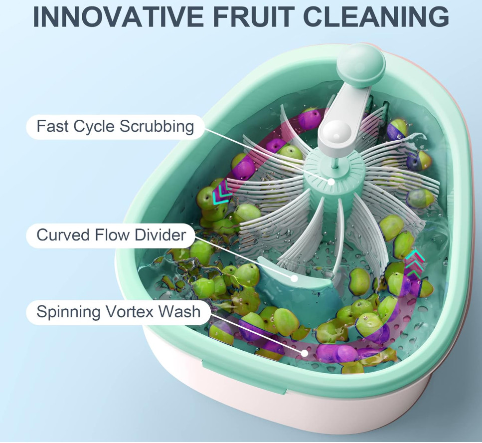 Fruit Cleaner Spinner Large Fruit Vegetable Washer Bowl Scrubber Basket Pro
