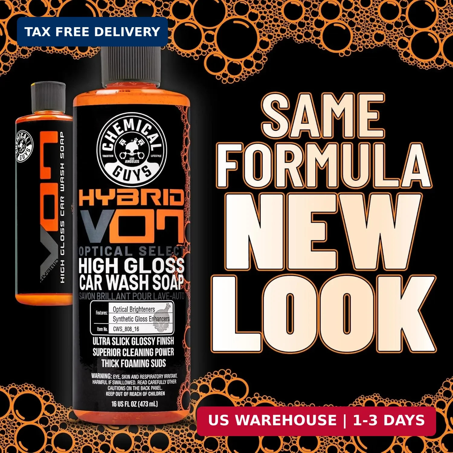 Chemical Guys CWS_808 Hybrid Foaming High Gloss Car Wash Soap (Works with Foam C