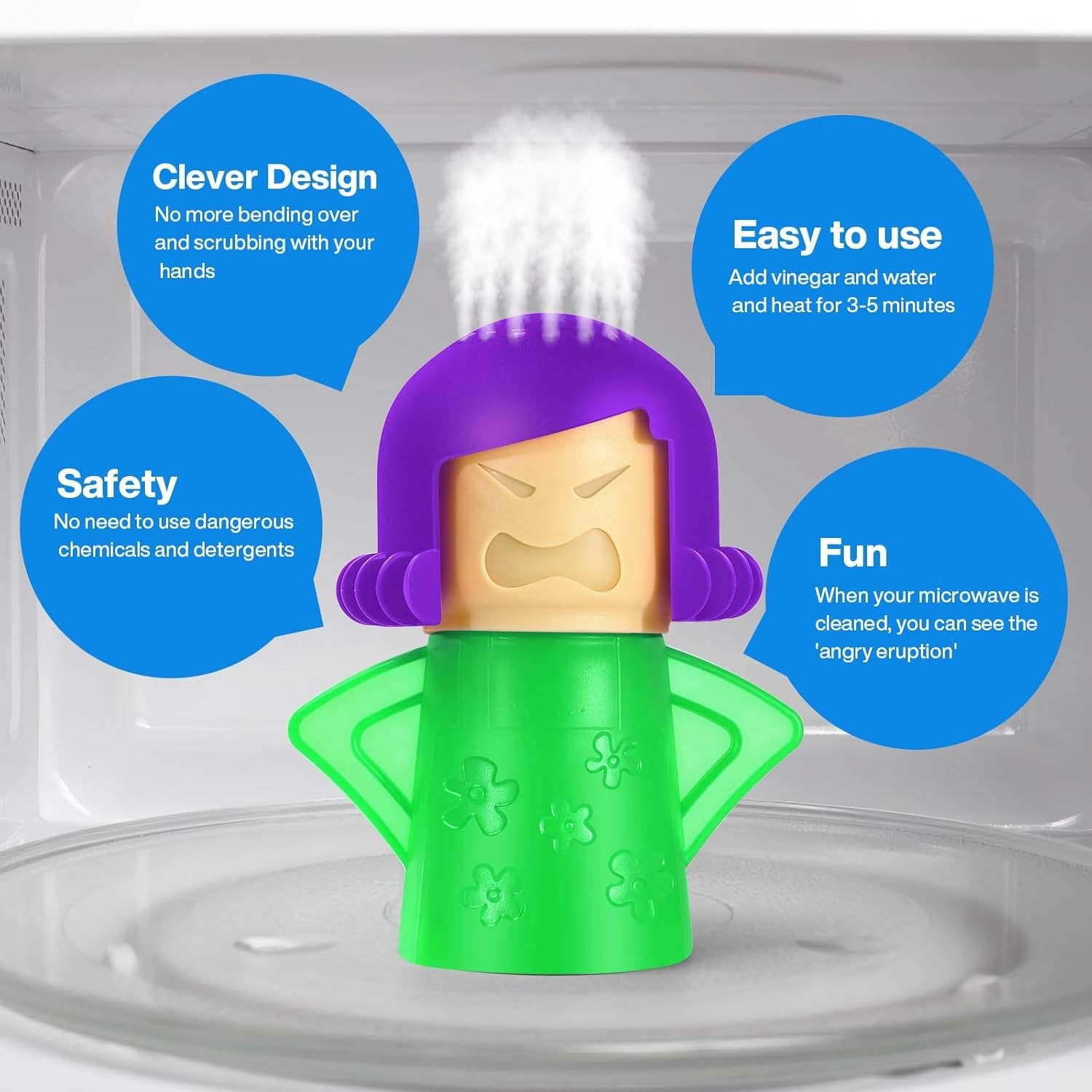 Fast & Easy Microwave Steam Cleaner – 2 Pack with Fun Design and Safe Handles