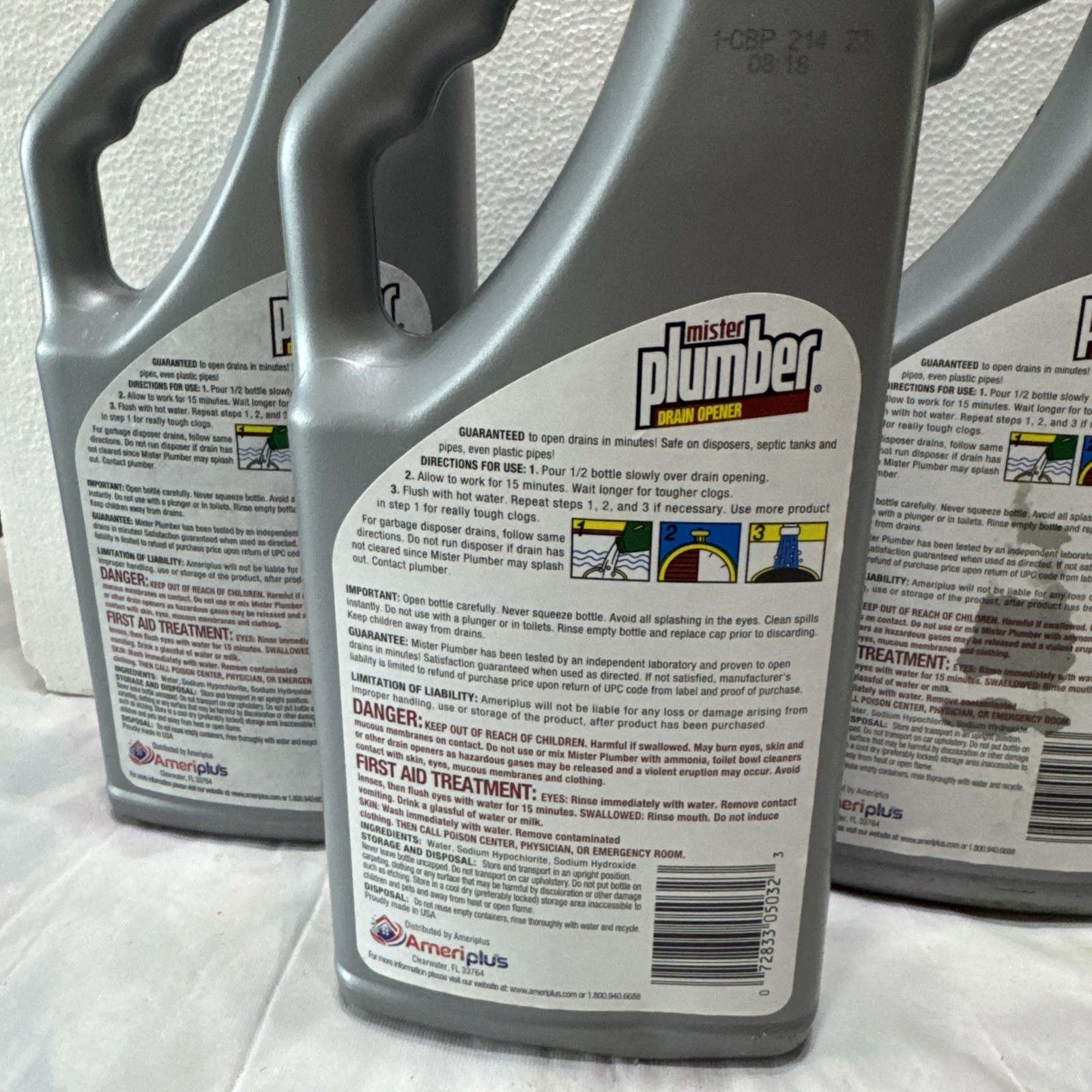 Drain Cleaner 3 Pack Septic Safe Heavy Duty Pipe Grease Clog Remover