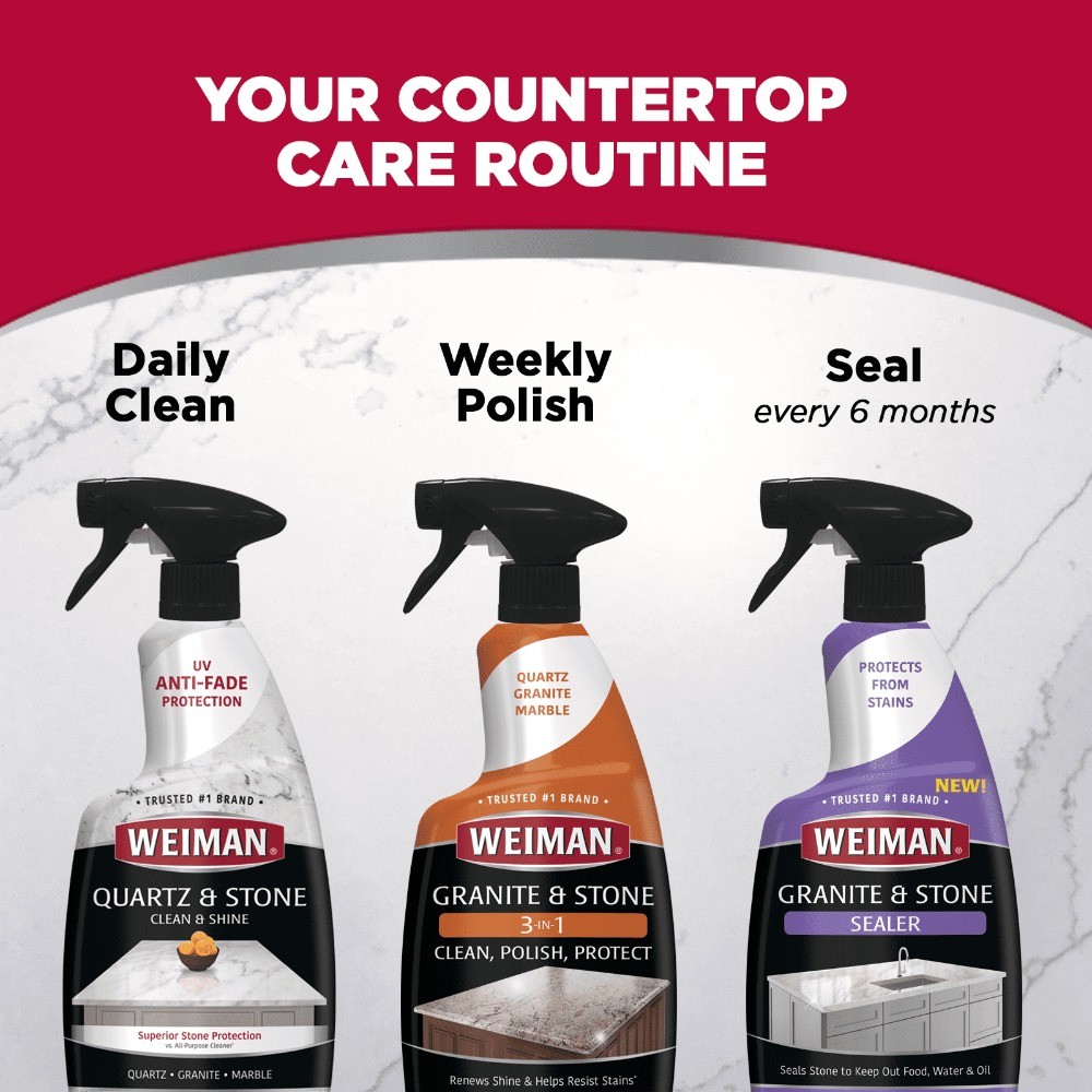 Weiman 2-in-1 Quartz & Stone Countertop Cleaning Spray, Citrus Scent, 16 fl oz