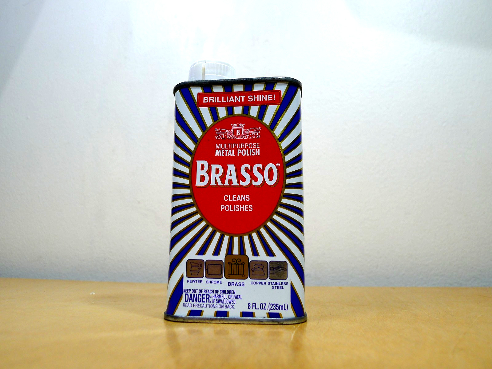 NEW & SEALED! BRASSO Metal Polish Original 1991 Vtg Metal Can NOS