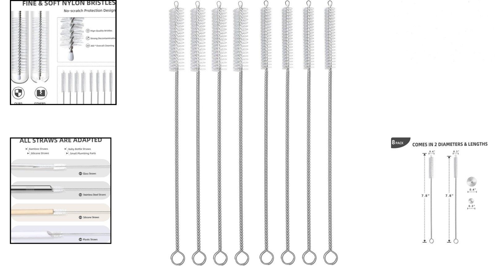 BPA-Free Long Straw Cleaning Brushes – Safe for Sippy Cups & Hummingbird Feeders