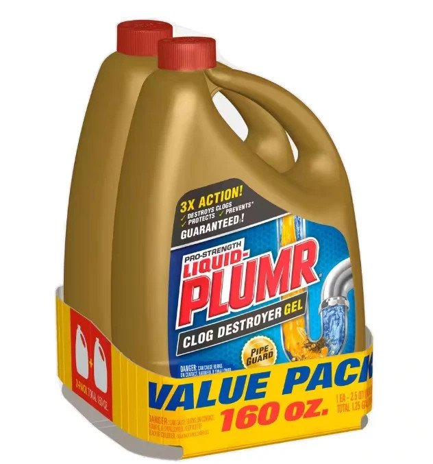 2 PACK. Liquid-Plumr 80 oz. Pro Strength Full Clog Destroyer and Drain Cleaner